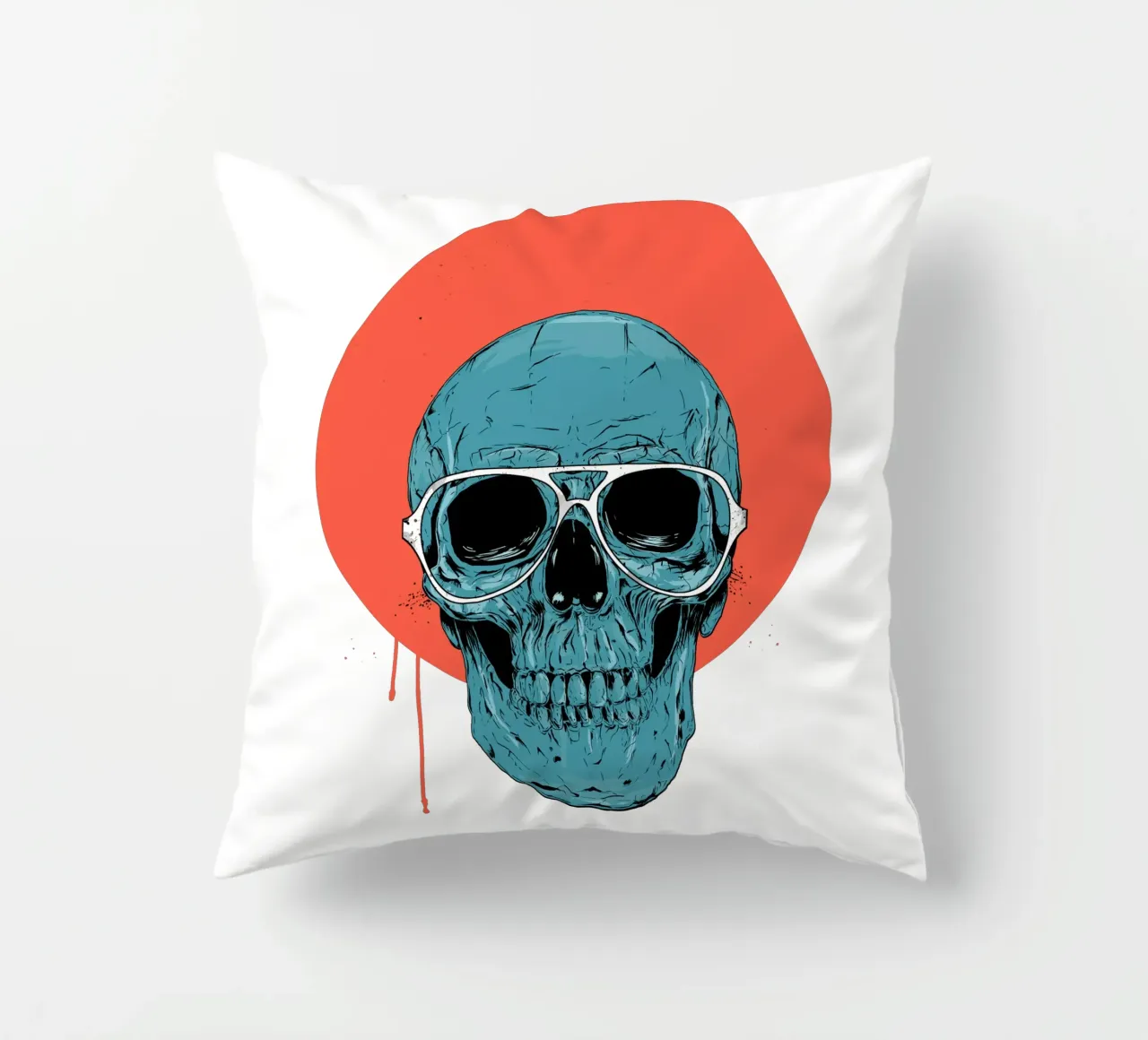 Blue skull II decorative cushion by Balazs Solti