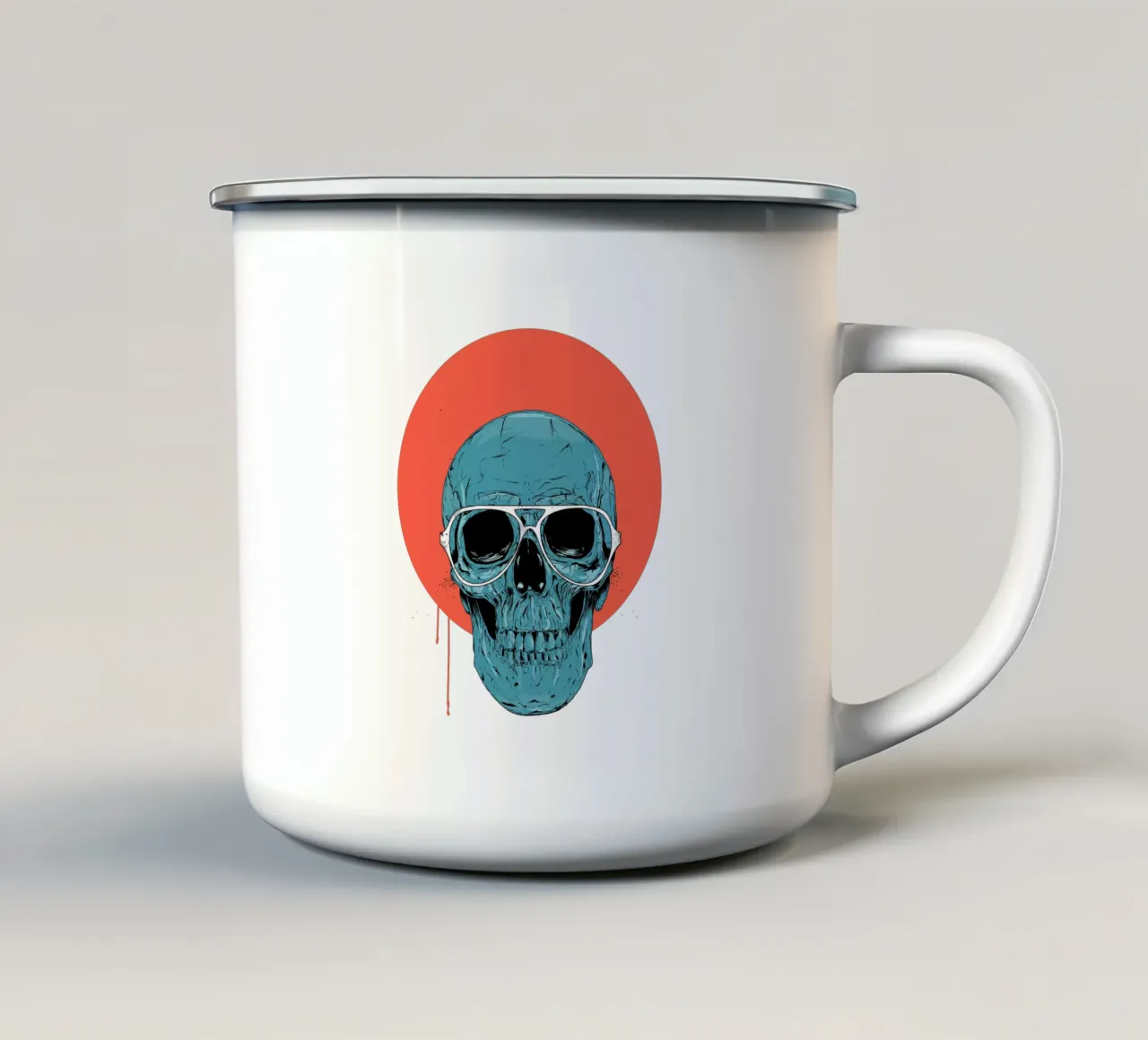 Blue skull II tazza in smalto da Balazs Solti