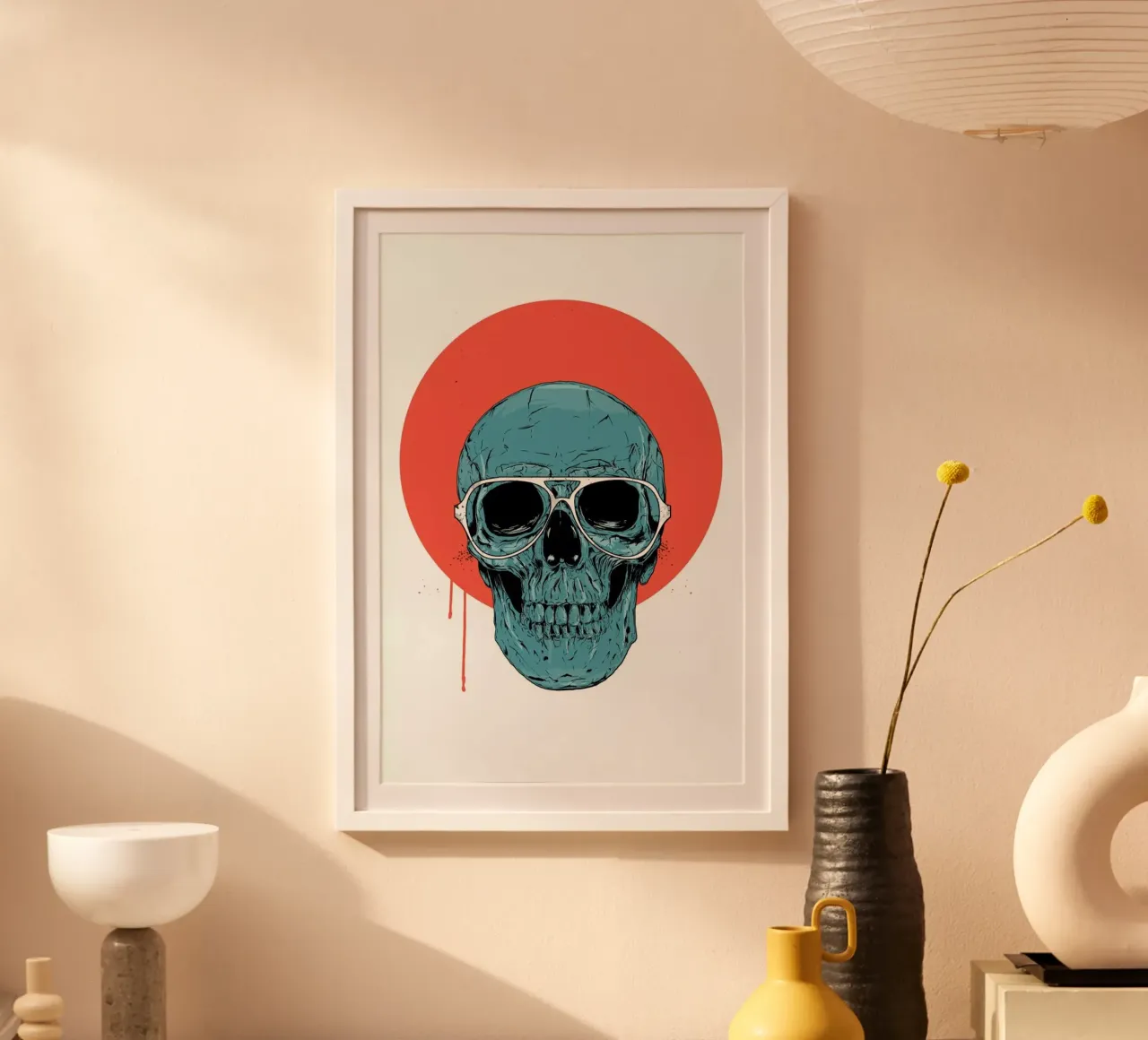 Blue skull II poster con telaio in plastica da Balazs Solti