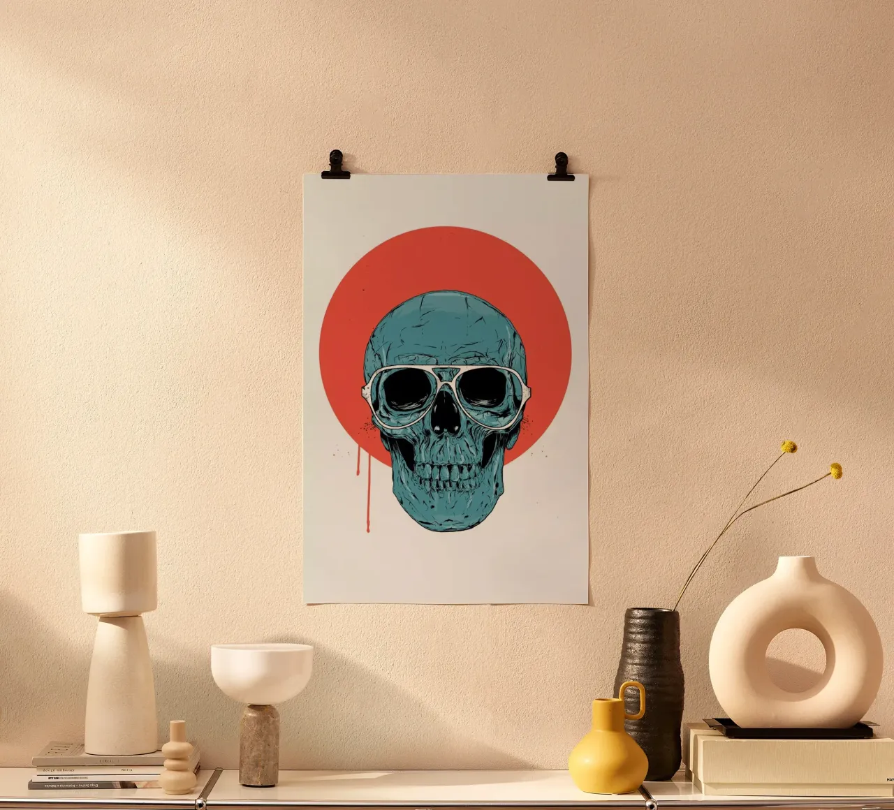 Blue skull II poster con telaio in plastica da Balazs Solti