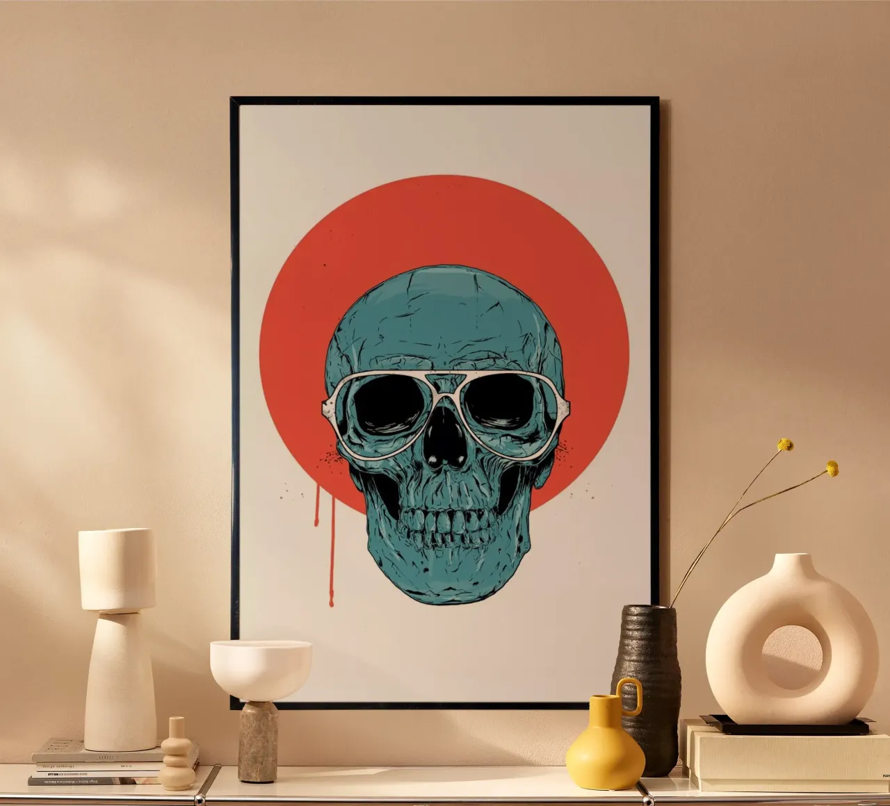 Blue skull II poster con telaio in plastica da Balazs Solti