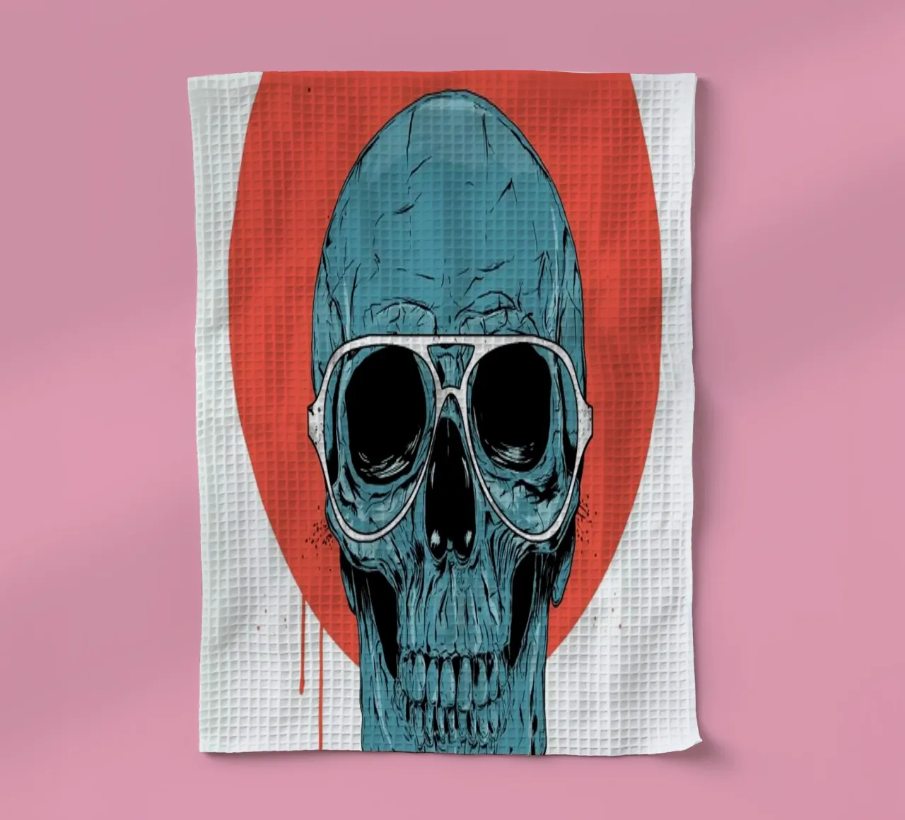 Blue skull II theedoek van Balazs Solti