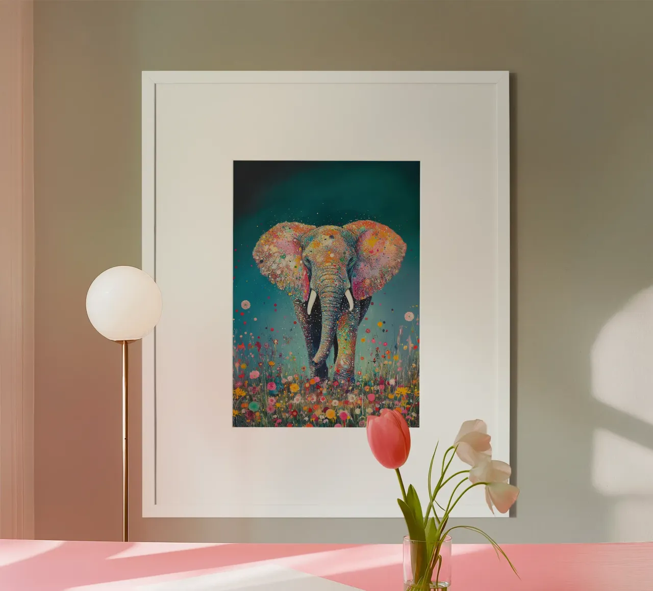 Elefante: ritratto di pachiderma poster con telaio in legno da Nikis Art Studio