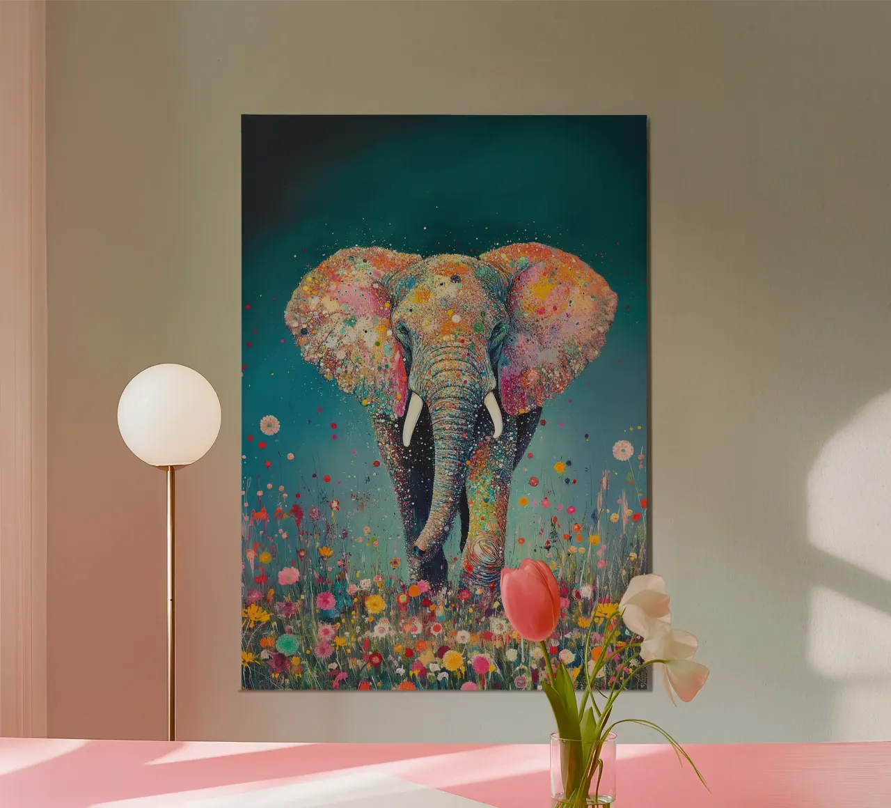 Elefante: ritratto di pachiderma poster con telaio in legno da Nikis Art Studio