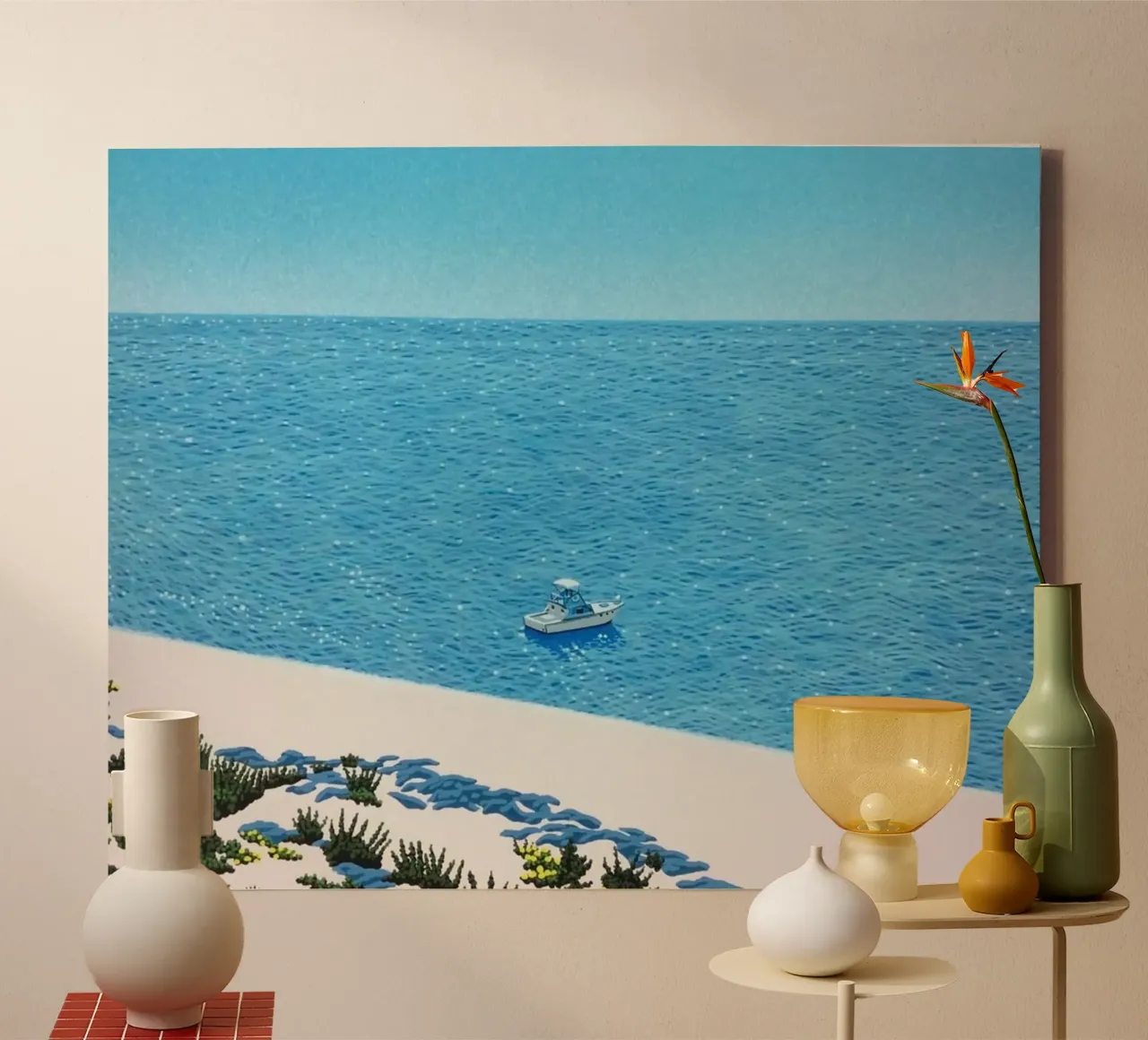Zeebureau en schepen - Hiroshi Nagai canvas met Baklijst van Perdana shop
