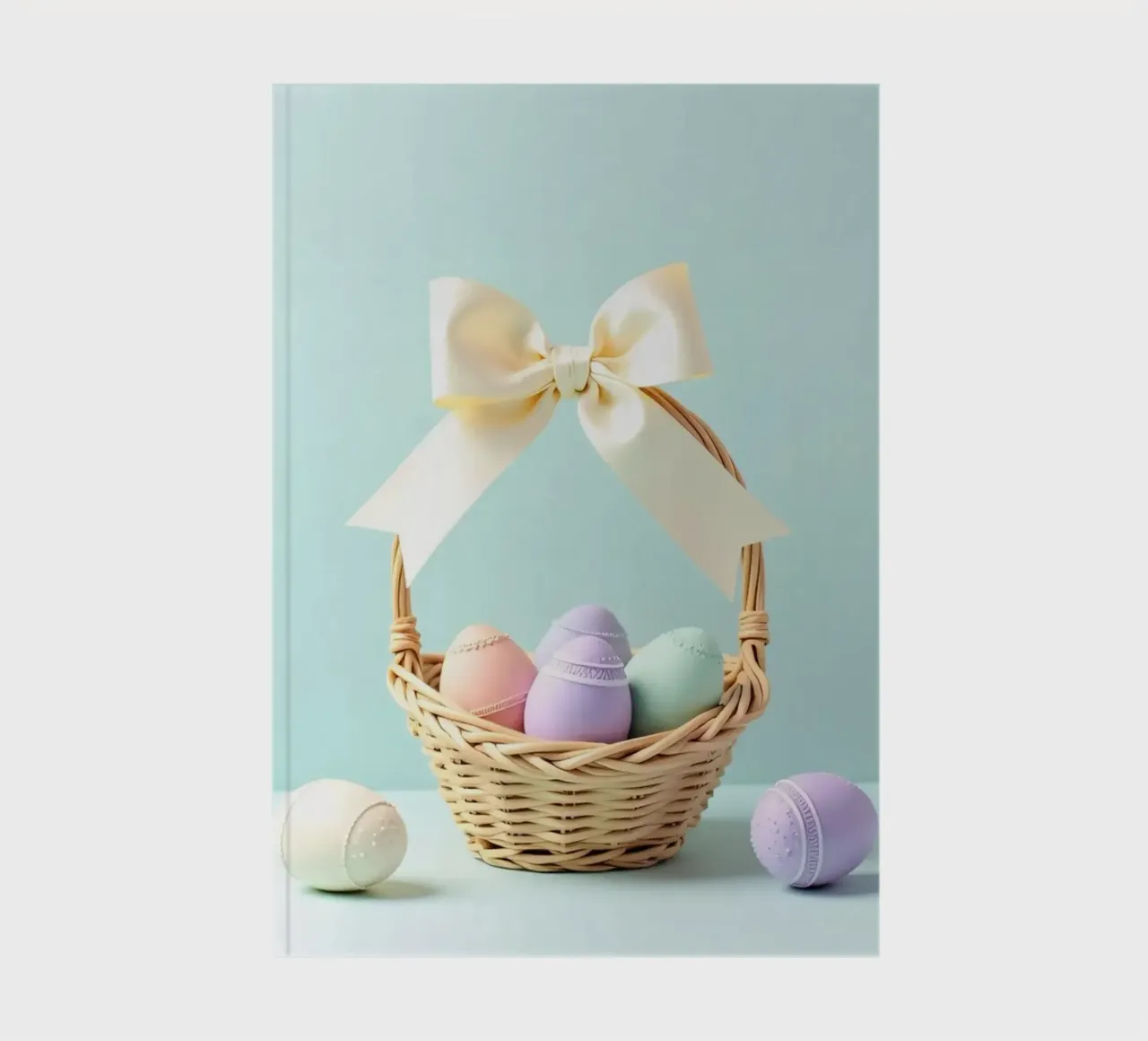 Easter basket filled with pastel colored eggs notebook by DesignDoodle
