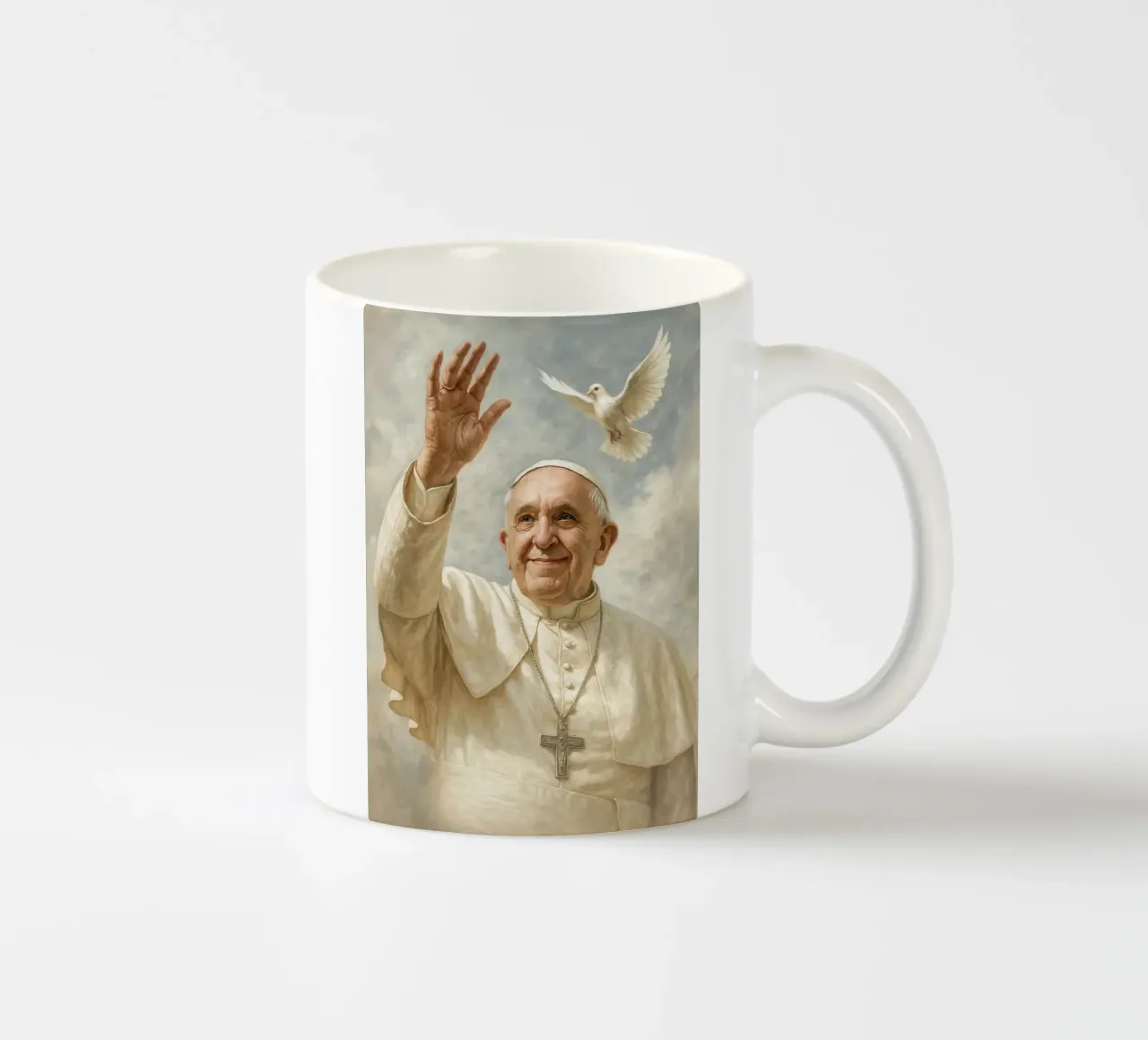 Poster di Papa Francesco - Benedizione del Vaticano, omaggio alla fede e alla pace tazza in ceramica da Lootprint
