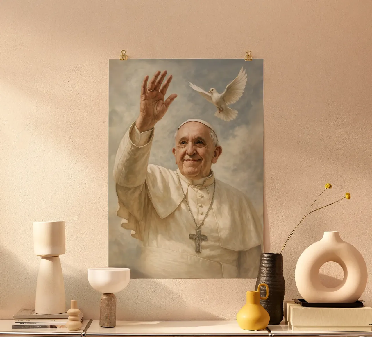 Poster di Papa Francesco - Benedizione del Vaticano, omaggio alla fede e alla pace carta hahnemühle da Lootprint