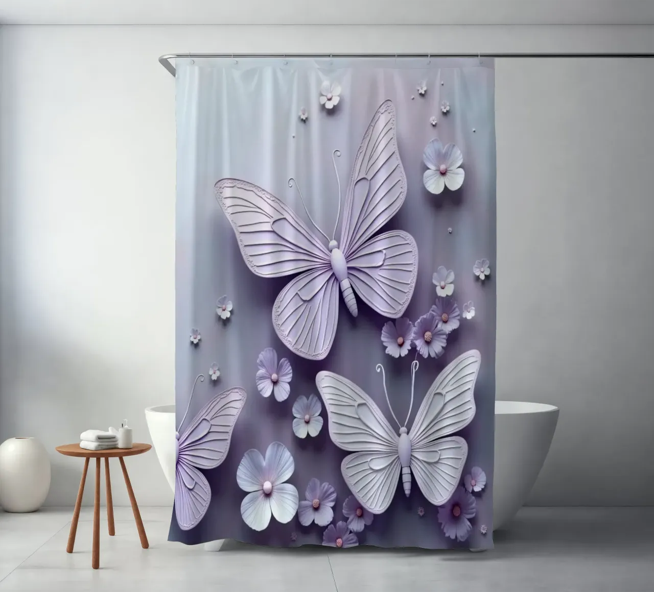 Farfalle colorate e fiori delicati tenda da doccia da DesignDoodle