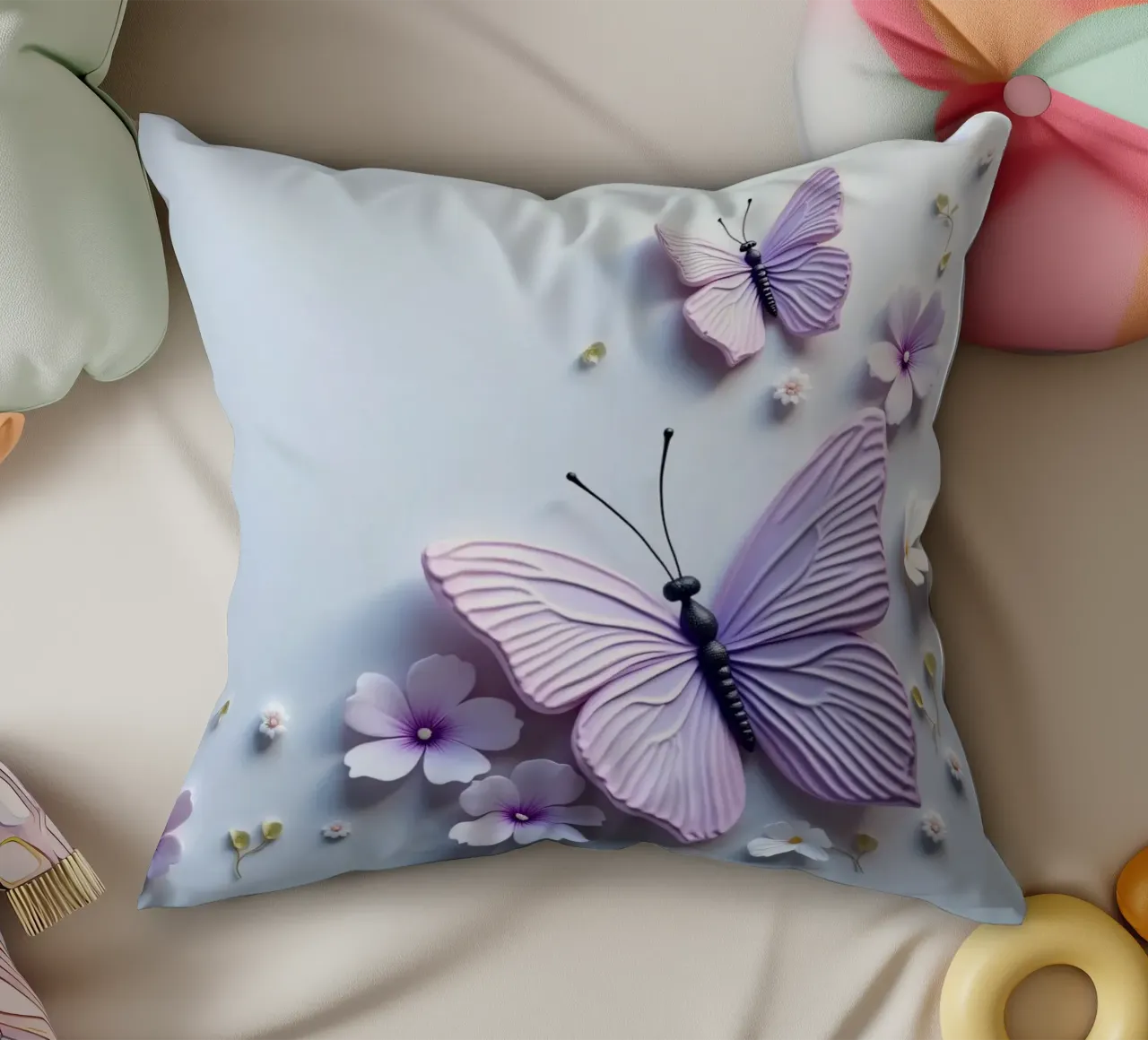 artistico Belle farfalle e fiori delicati cuscino da DesignDoodle