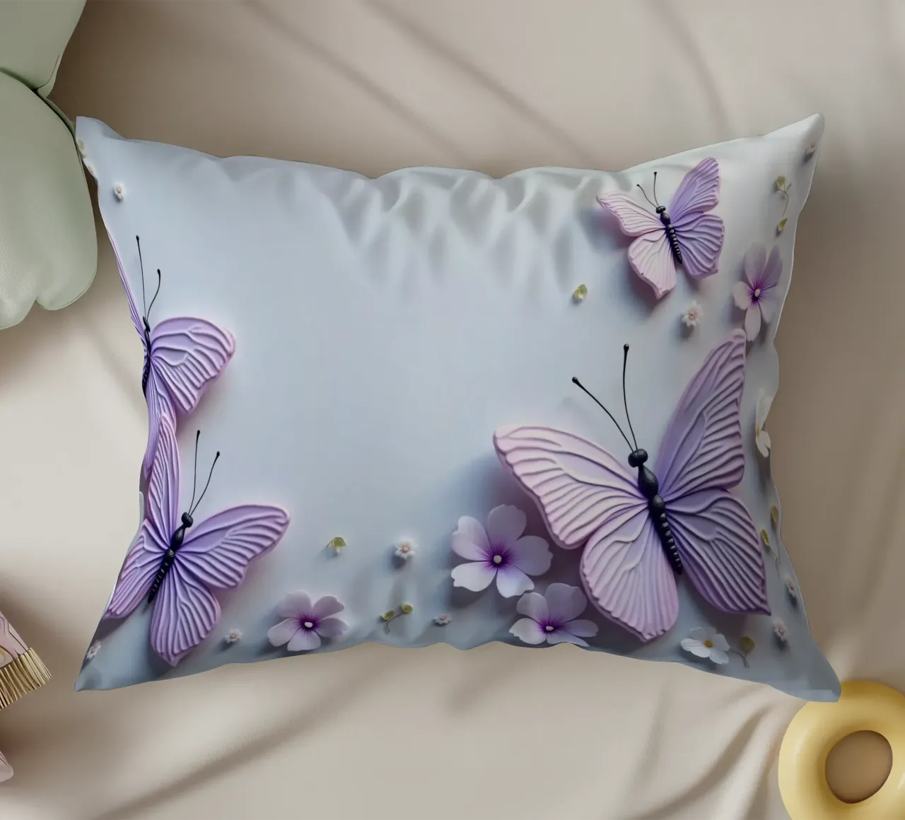 artistico Belle farfalle e fiori delicati cuscino da DesignDoodle
