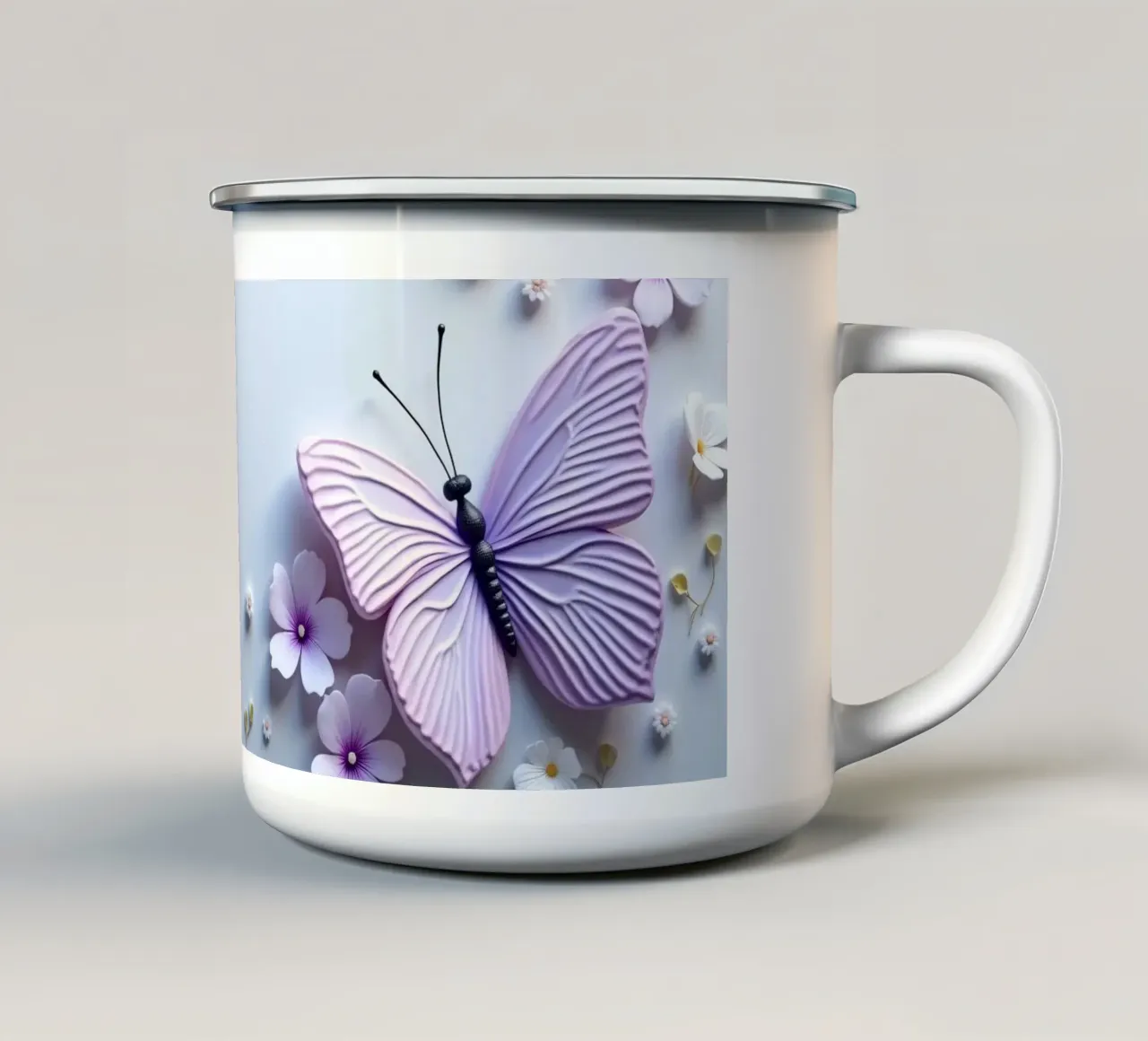 artistico Belle farfalle e fiori delicati tazza in smalto da DesignDoodle
