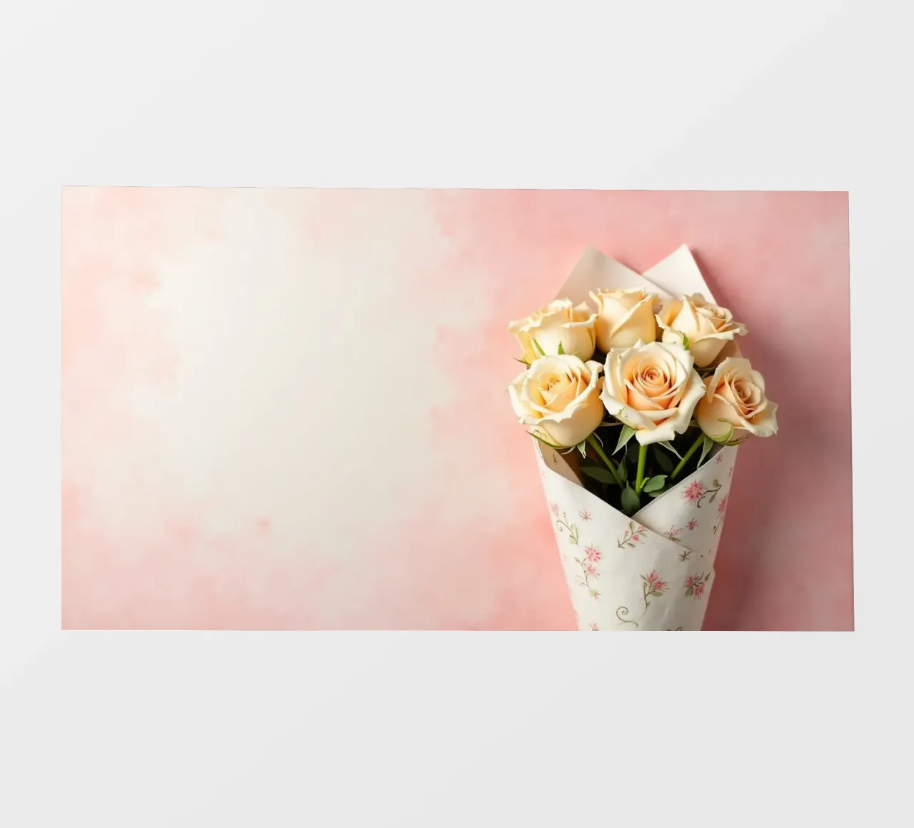 Bouquet di rose color pesca appena confezionato pellicola backlit da DesignDoodle