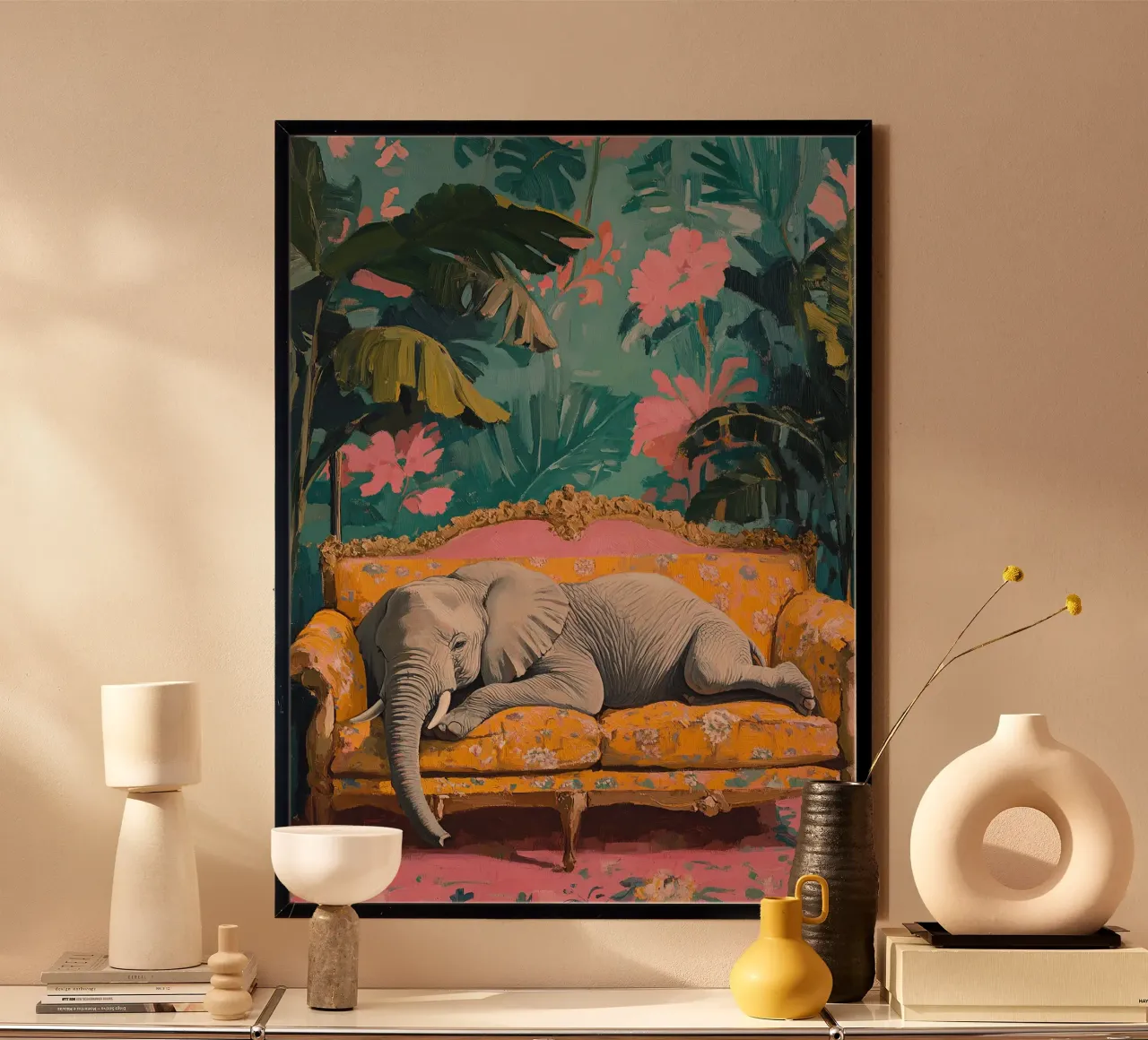 Eléphant : une heure de géant confortable poster de Nikis Art Studio