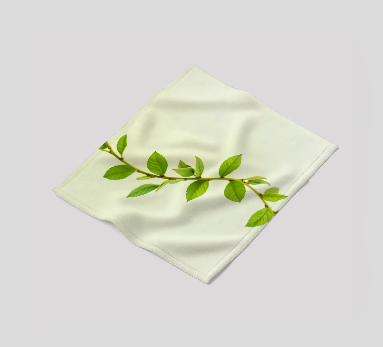 Ramo verde fresco con foglie vivaci su sfondo chiaro coperta in pile da DesignDoodle