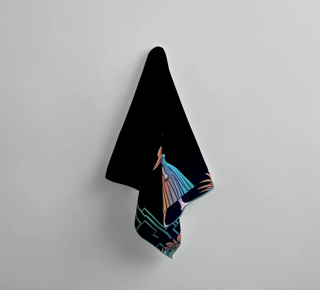 Silhouette colorata di una città con una donna che cammina tra le piante asciugamano da bagno da DesignDoodle