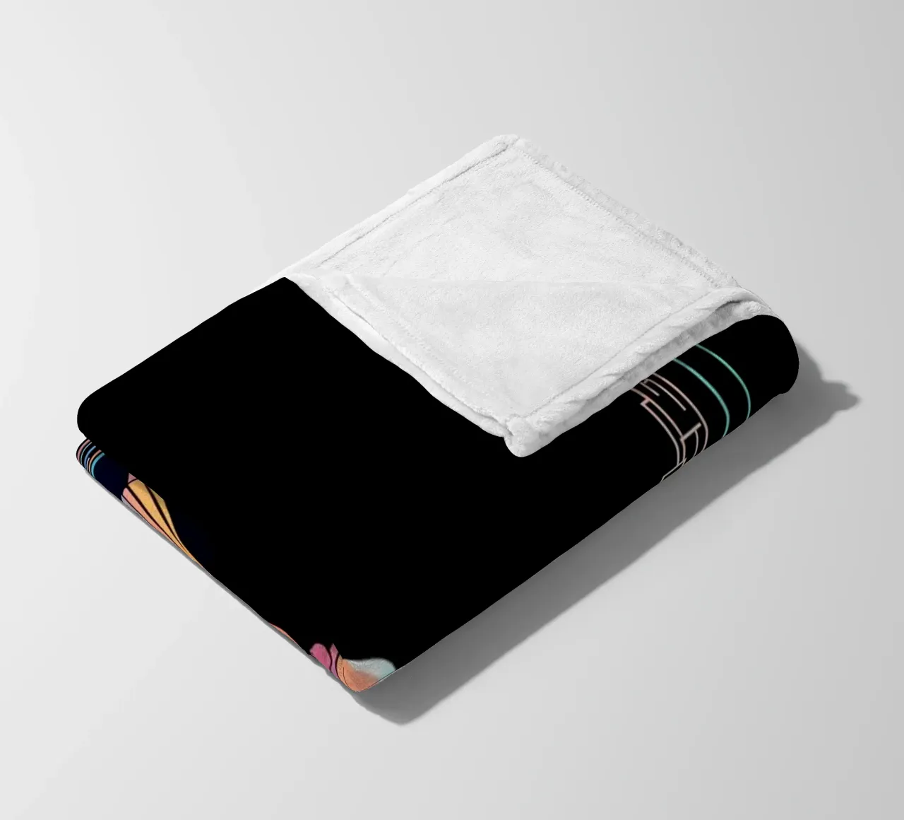 Silhouette colorata di una città con una donna che cammina tra le piante coperta in pile da DesignDoodle