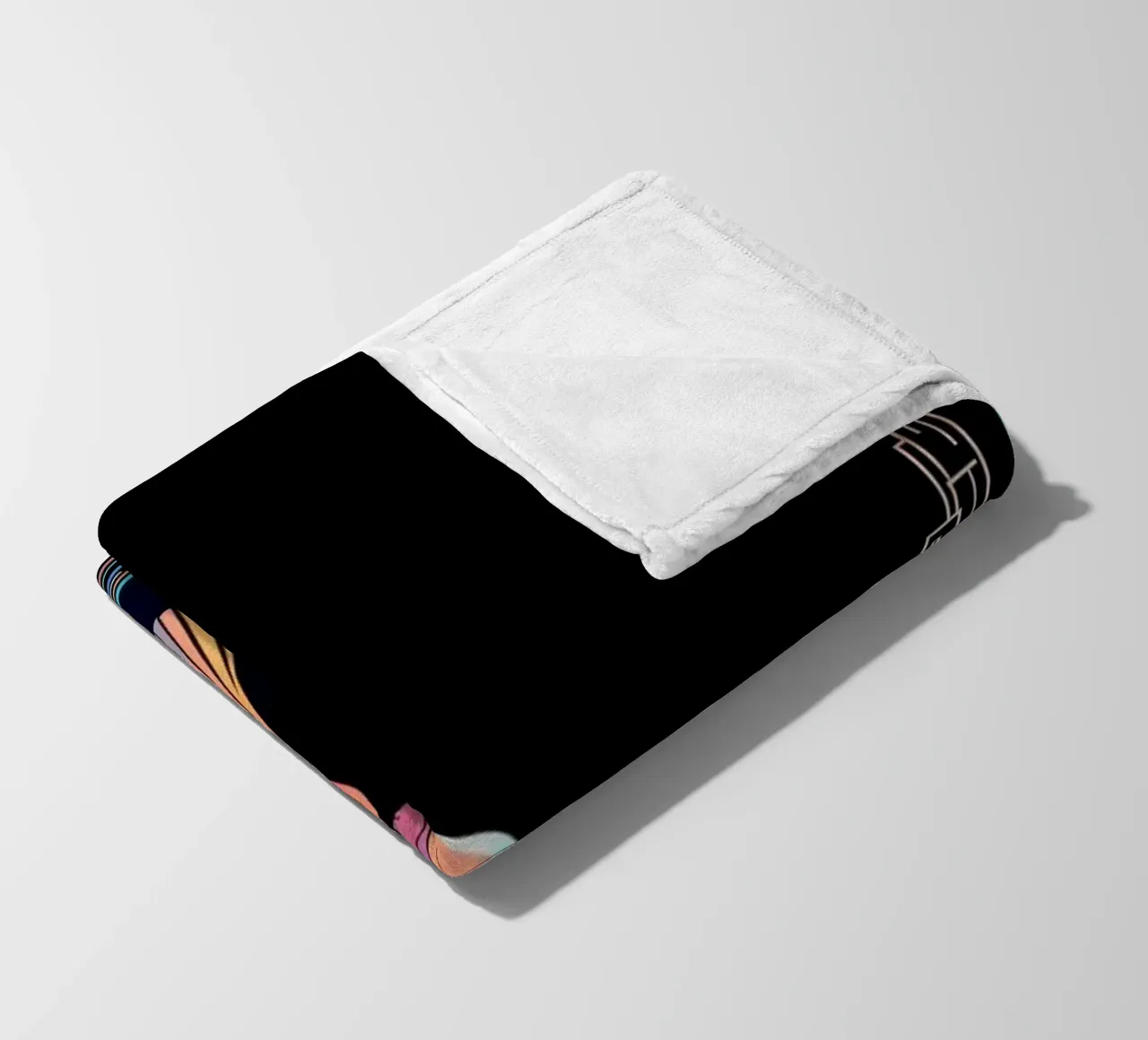 Silhouette colorata di una città con una donna che cammina tra le piante coperta in pile da DesignDoodle