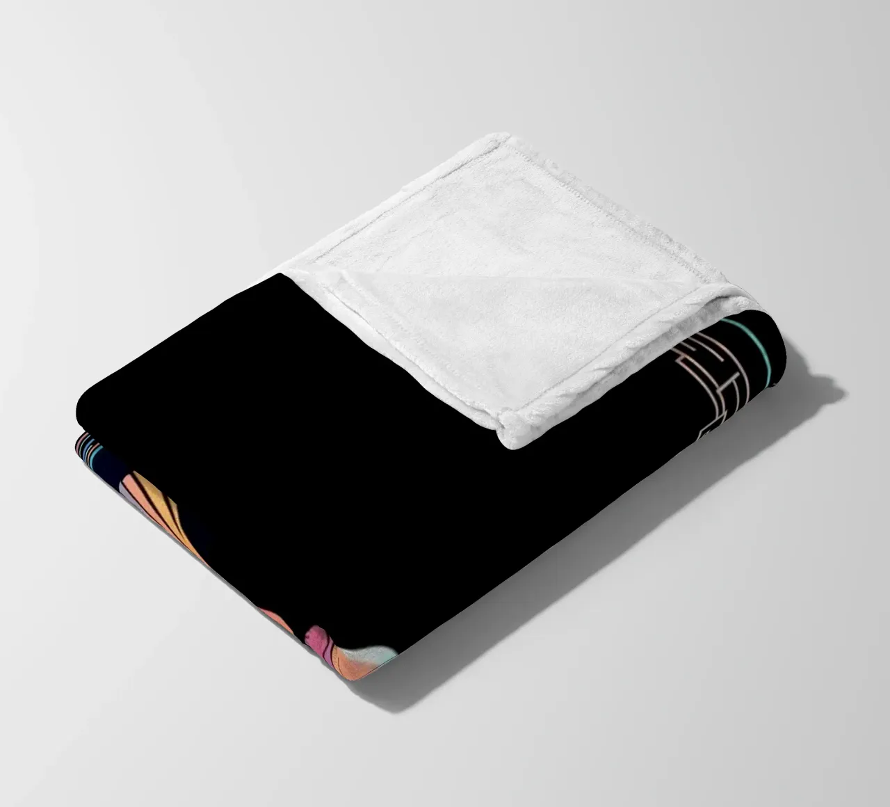 Silhouette colorata di una città con una donna che cammina tra le piante coperta in pile da DesignDoodle