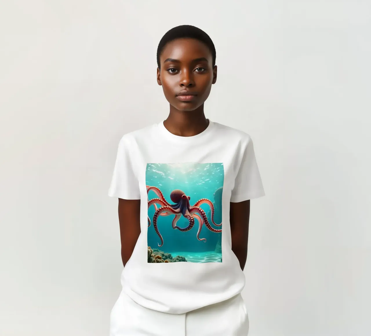 polpo che nuota con grazia nella barriera corallina t-shirt da DesignDoodle
