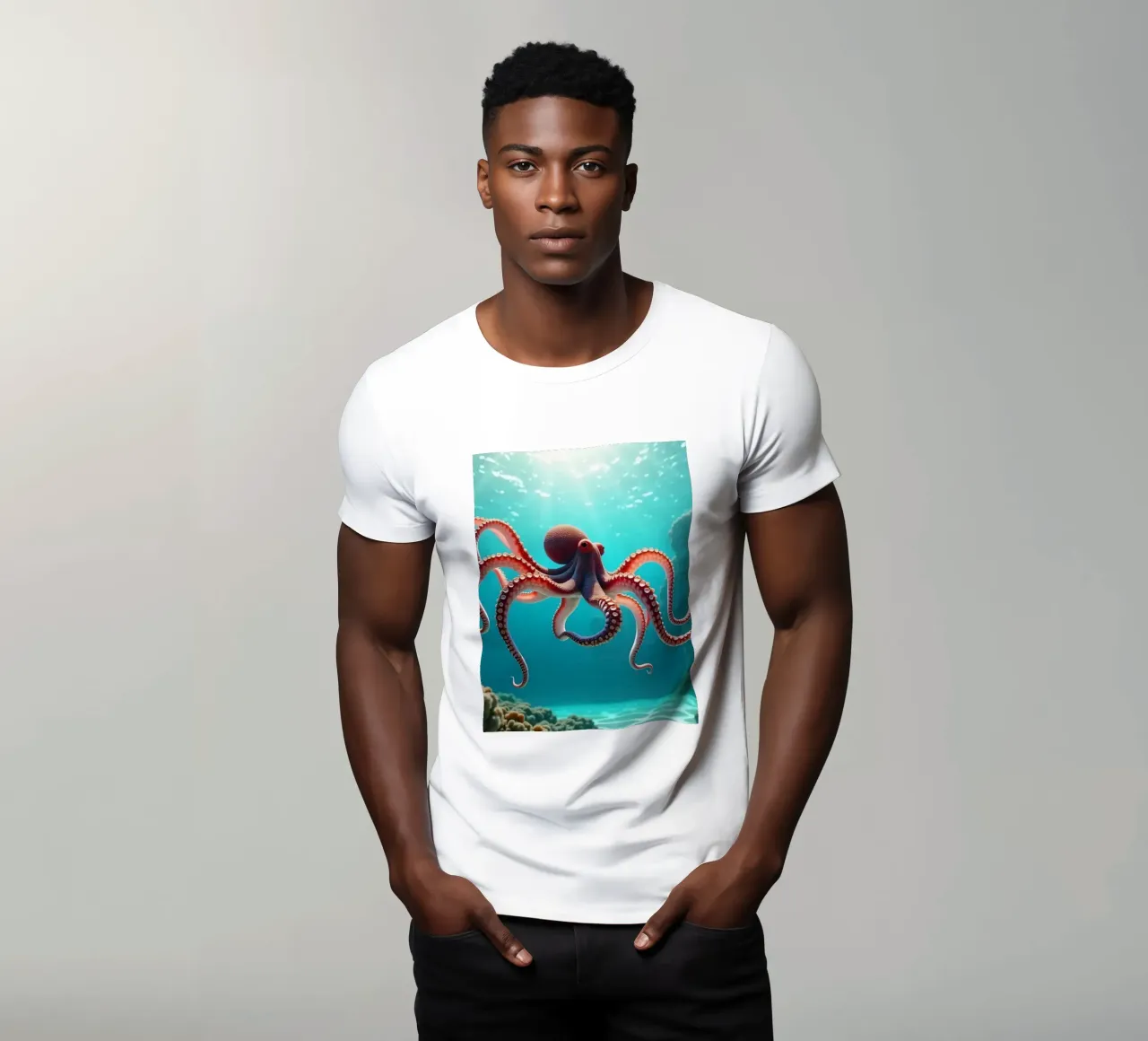 polpo che nuota con grazia nella barriera corallina t-shirt da DesignDoodle