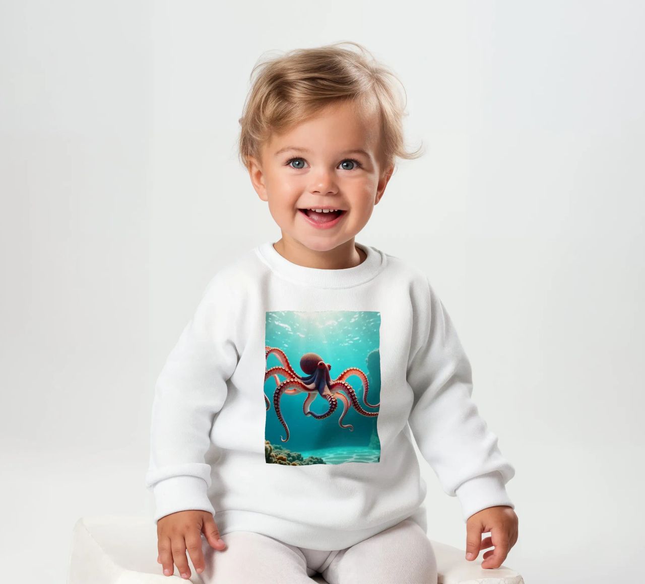 pieuvre nageant gracieusement dans un récif corallien sweat pour bébé de DesignDoodle