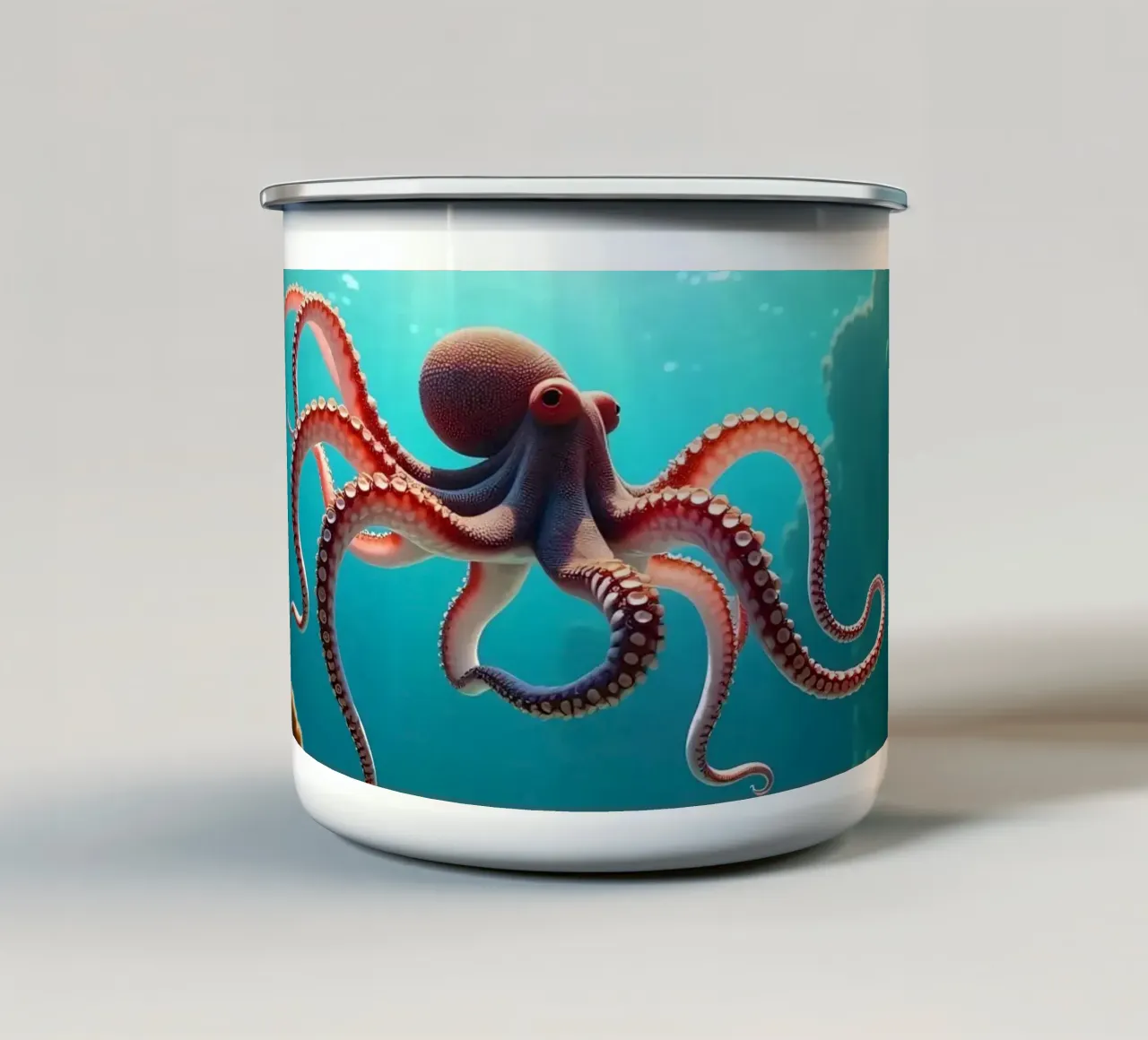 polpo che nuota con grazia nella barriera corallina tazza in smalto da DesignDoodle