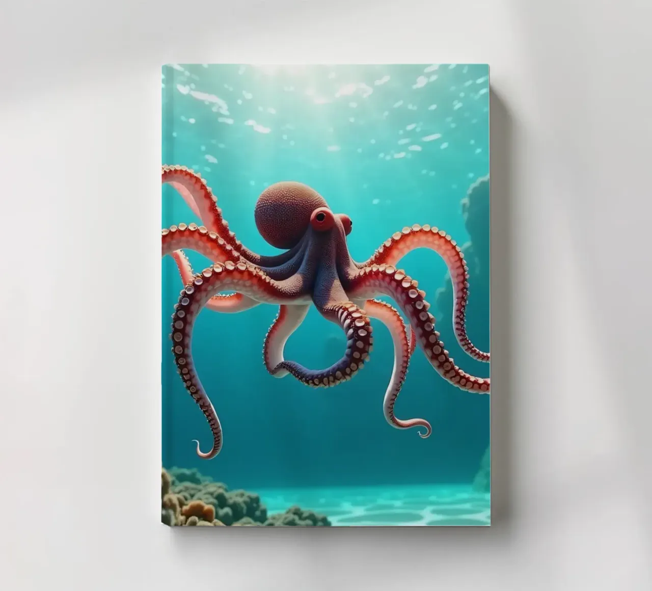 polpo che nuota con grazia nella barriera corallina diario da DesignDoodle