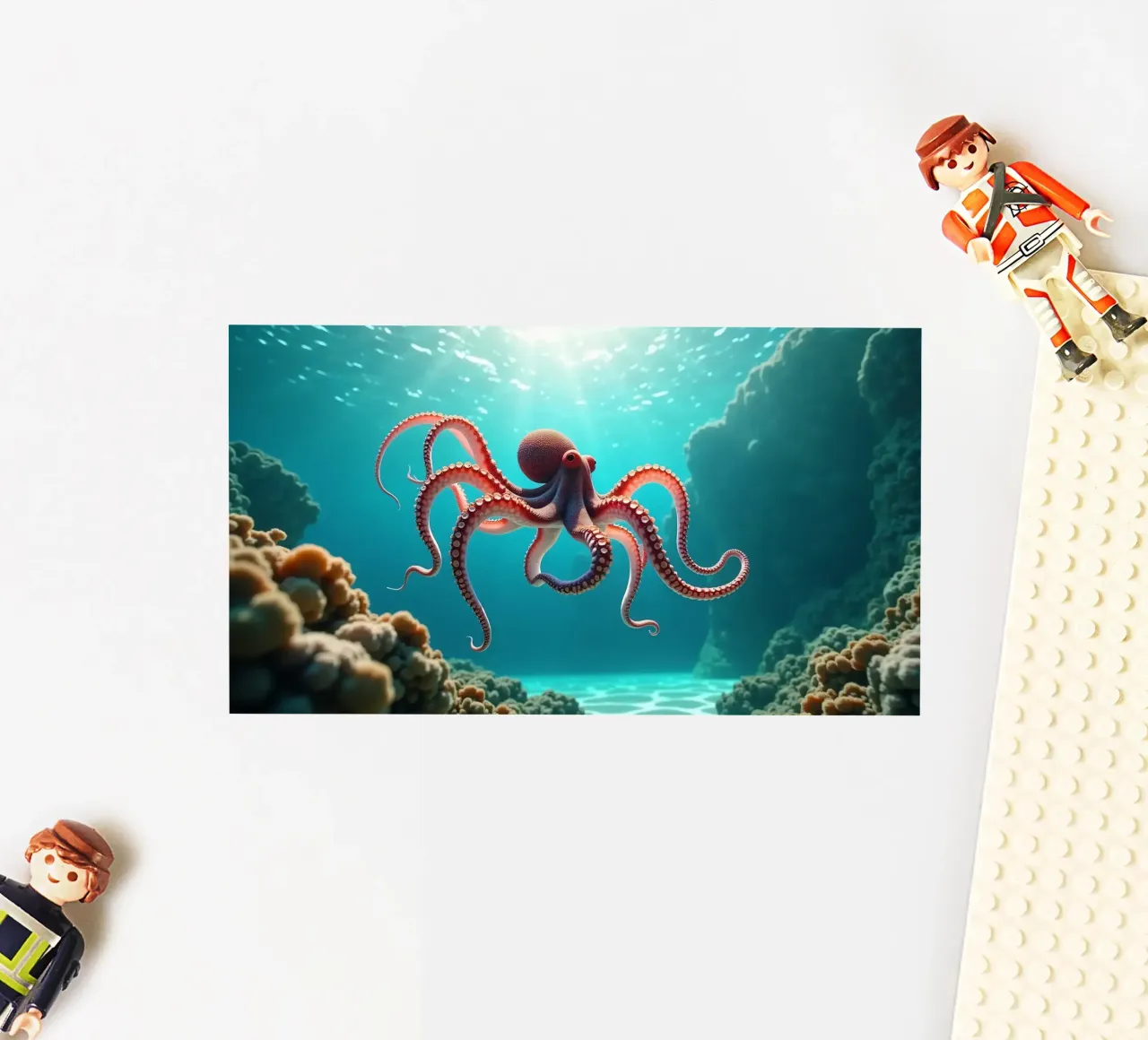 polpo che nuota con grazia nella barriera corallina adesivo da DesignDoodle