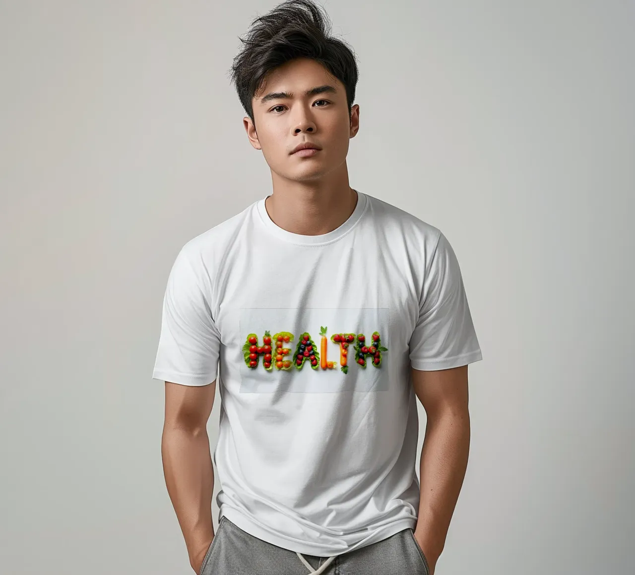 Esposizione creativa di frutta e verdura fresche che si esprime in modo chiaro e semplice t-shirt da DesignDoodle