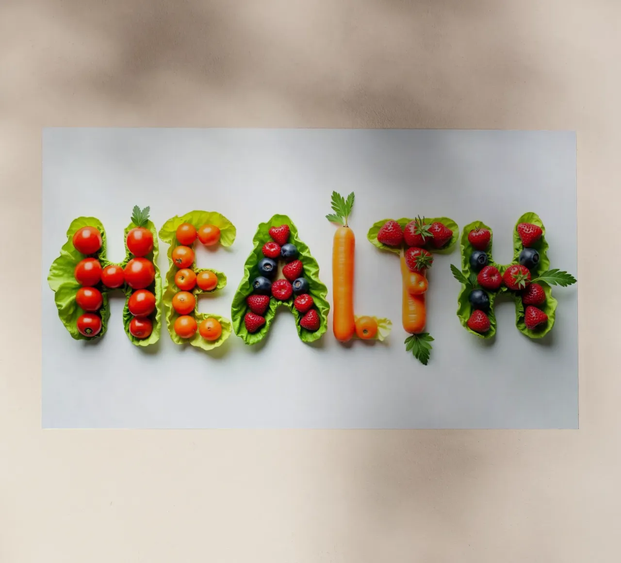 Esposizione creativa di frutta e verdura fresche che si esprime in modo chiaro e semplice pellicola backlit da DesignDoodle
