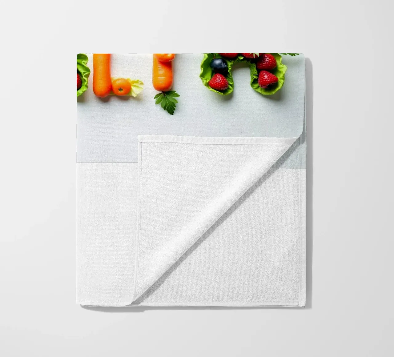 Esposizione creativa di frutta e verdura fresche che si esprime in modo chiaro e semplice telo mare da DesignDoodle