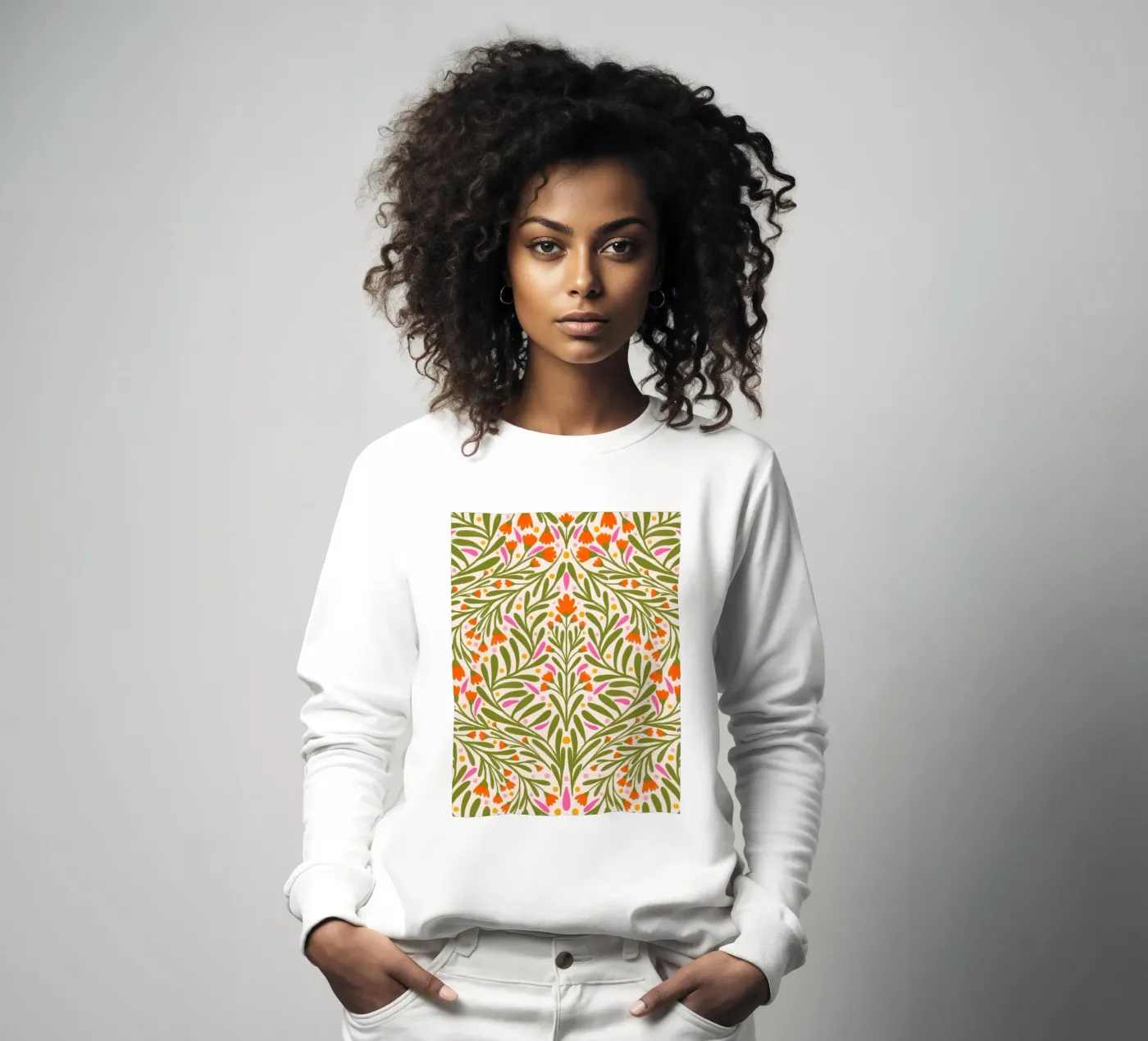 Spring flowers pattern sweatshirt by Wackapacka