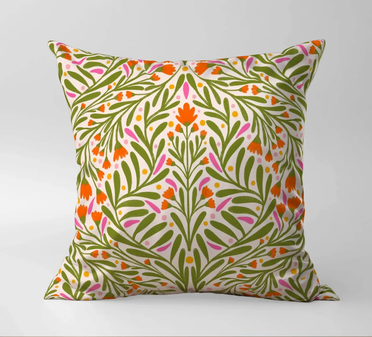 Spring flowers pattern decorative cushion by Wackapacka