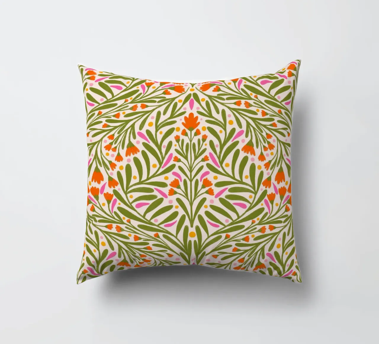 Spring flowers pattern decorative cushion by Wackapacka