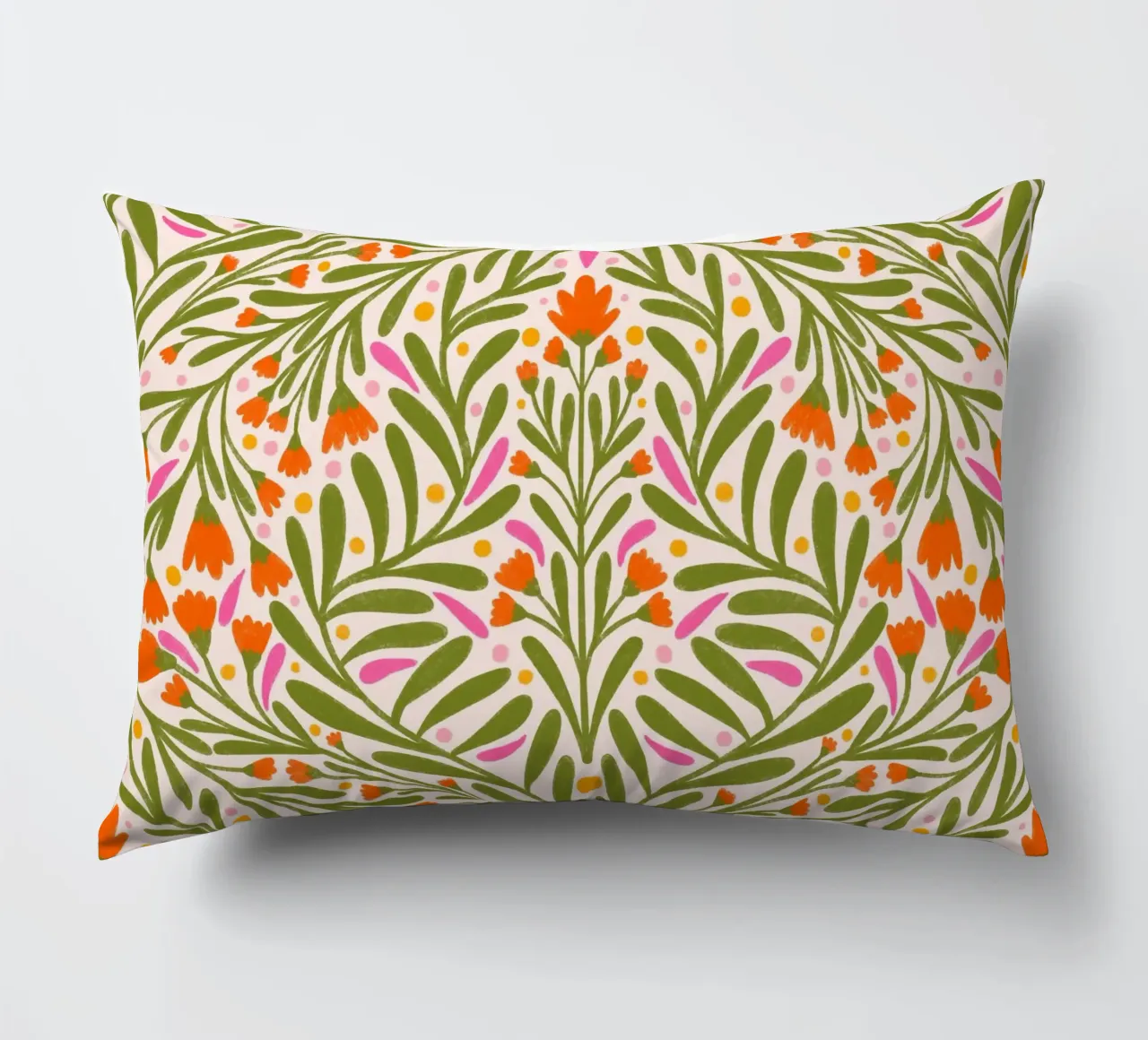 Spring flowers pattern decorative cushion by Wackapacka
