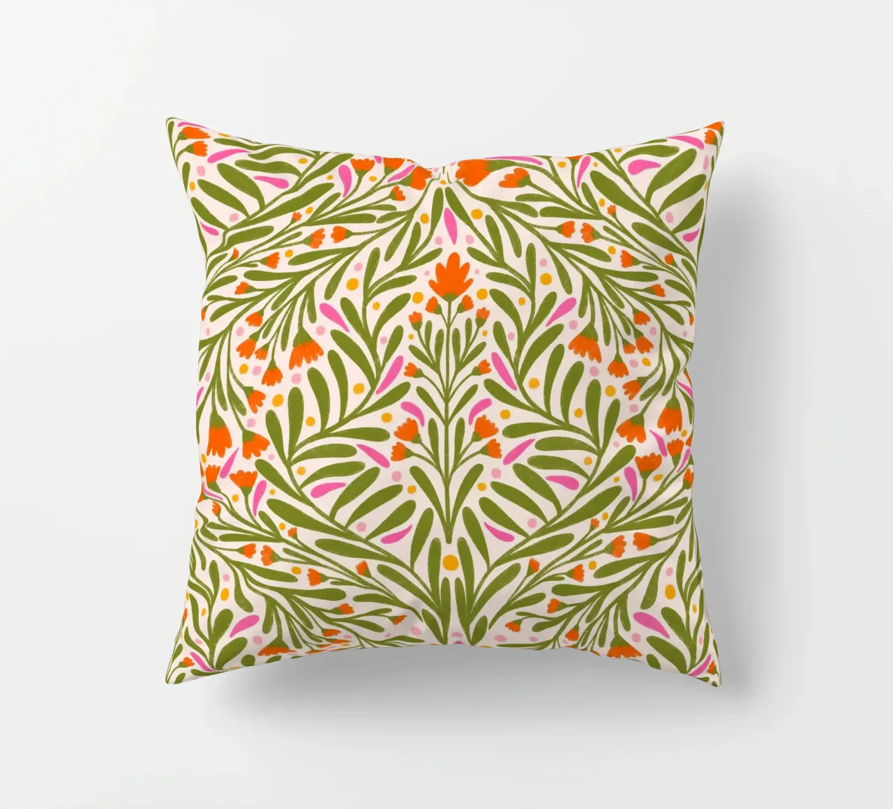 Spring flowers pattern decorative cushion by Wackapacka