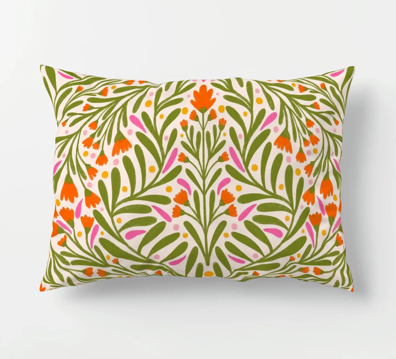 Spring flowers pattern decorative cushion by Wackapacka