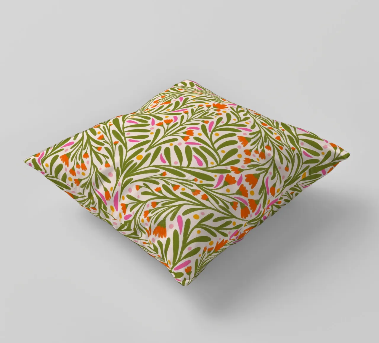 Spring flowers pattern decorative cushion by Wackapacka