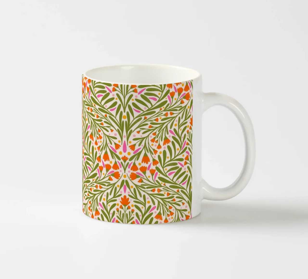 Spring flowers pattern ceramic mug by Wackapacka