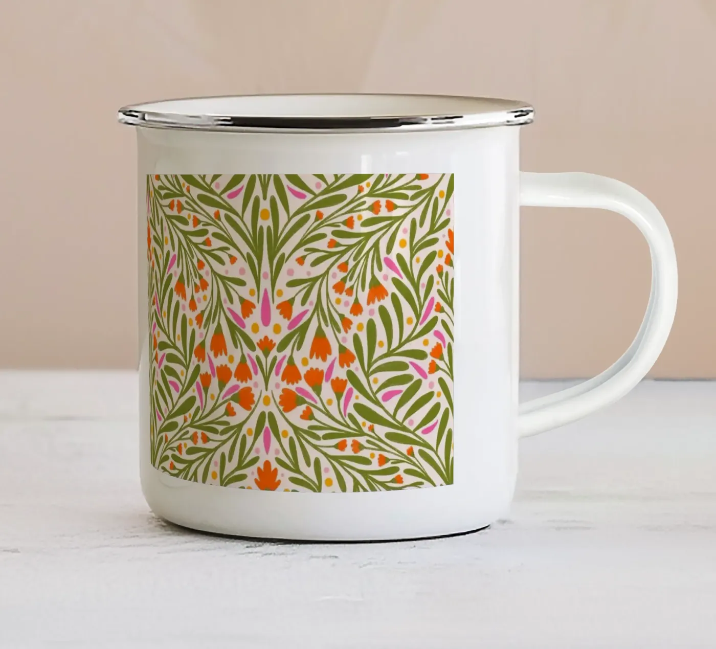 Spring flowers pattern enamel mug by Wackapacka