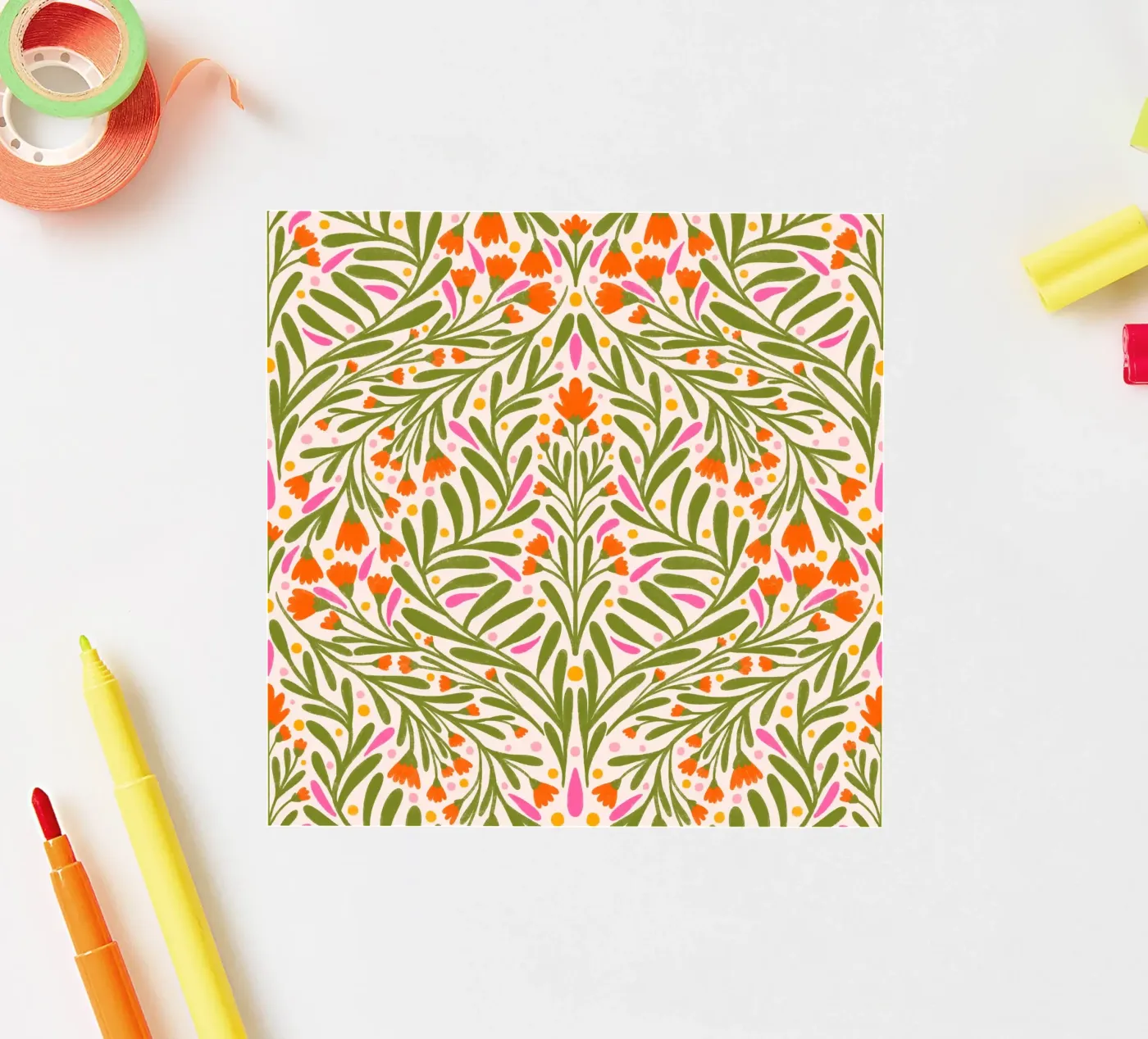 Lentebloemen patroon sticker van Wackapacka