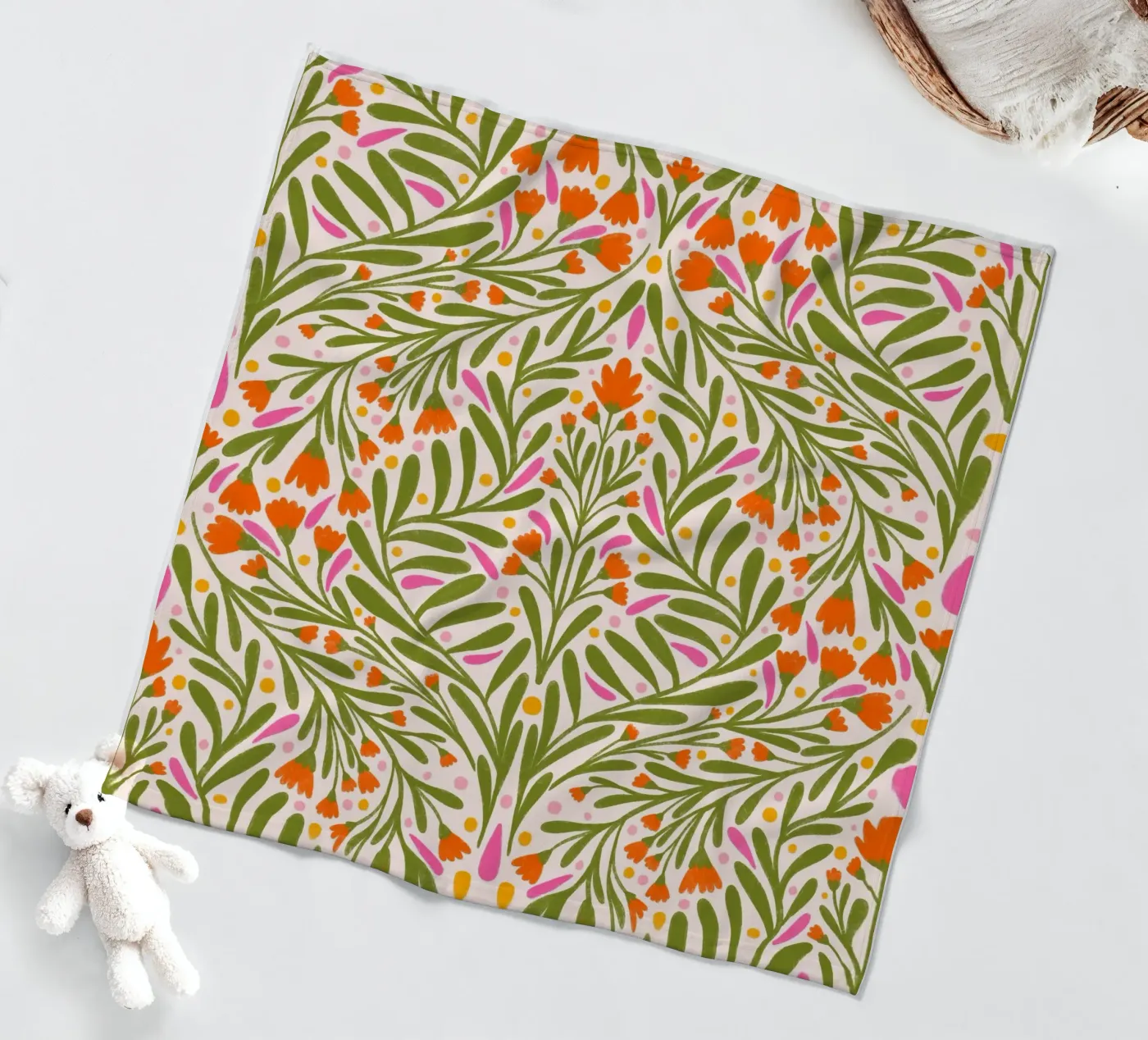 Spring flowers pattern fleece blanket by Wackapacka
