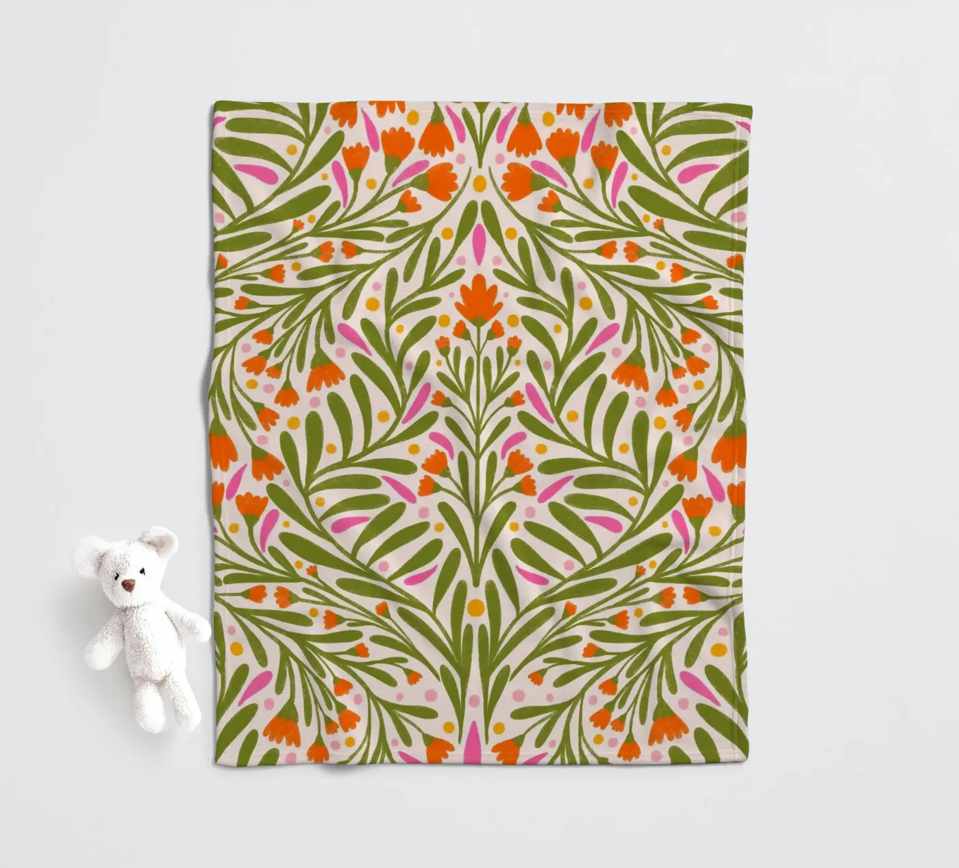 Spring flowers pattern fleece blanket by Wackapacka