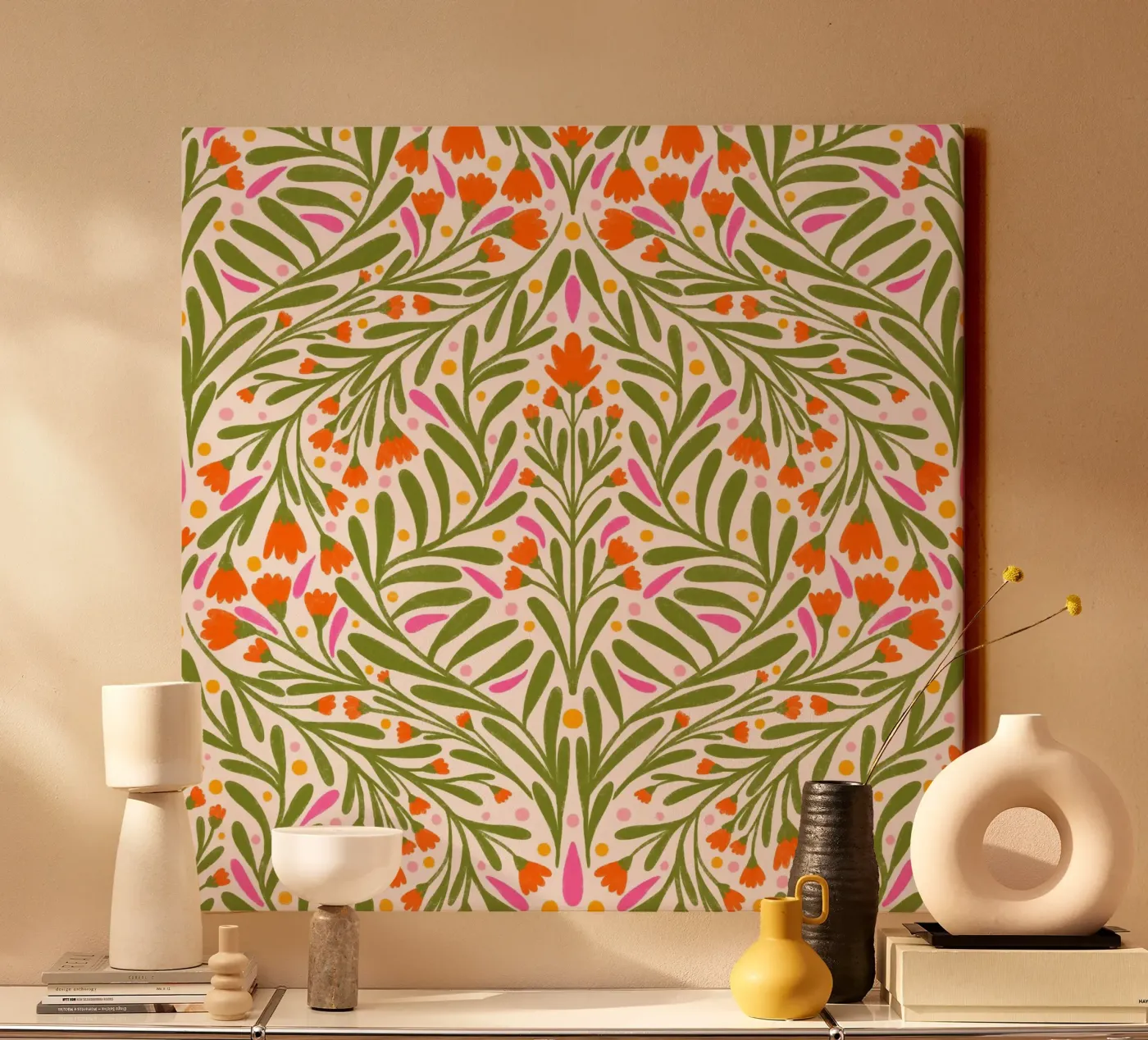 Spring flowers pattern canvas van Wackapacka