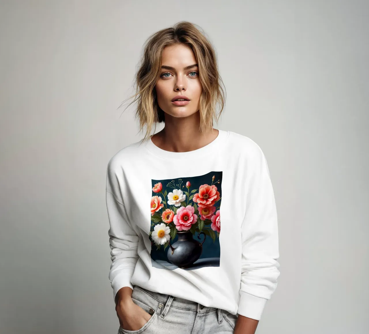 Bellissima composizione di fiori colorati in un vaso nero felpa da DesignDoodle