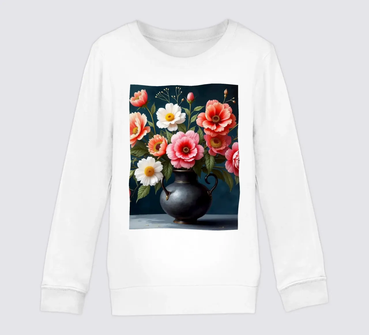 Bellissima composizione di fiori colorati in un vaso nero felpa bambino da DesignDoodle