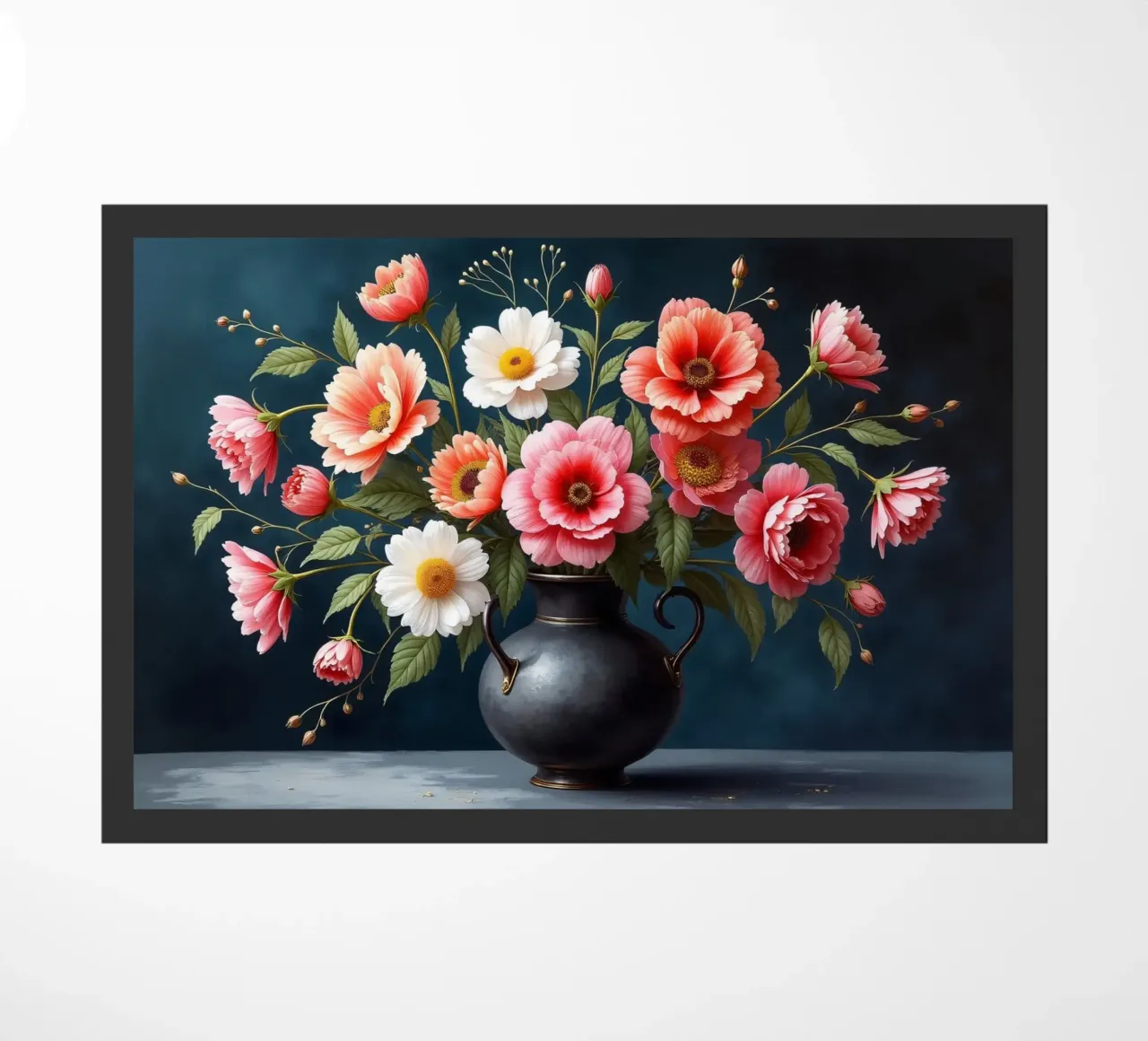 Bellissima composizione di fiori colorati in un vaso nero zerbino da DesignDoodle