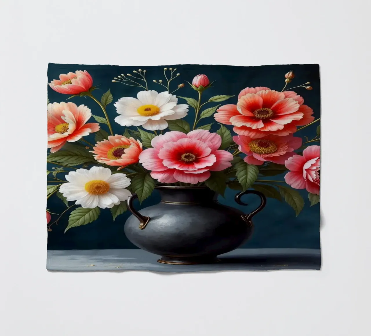 Bellissima composizione di fiori colorati in un vaso nero coperta in pile da DesignDoodle