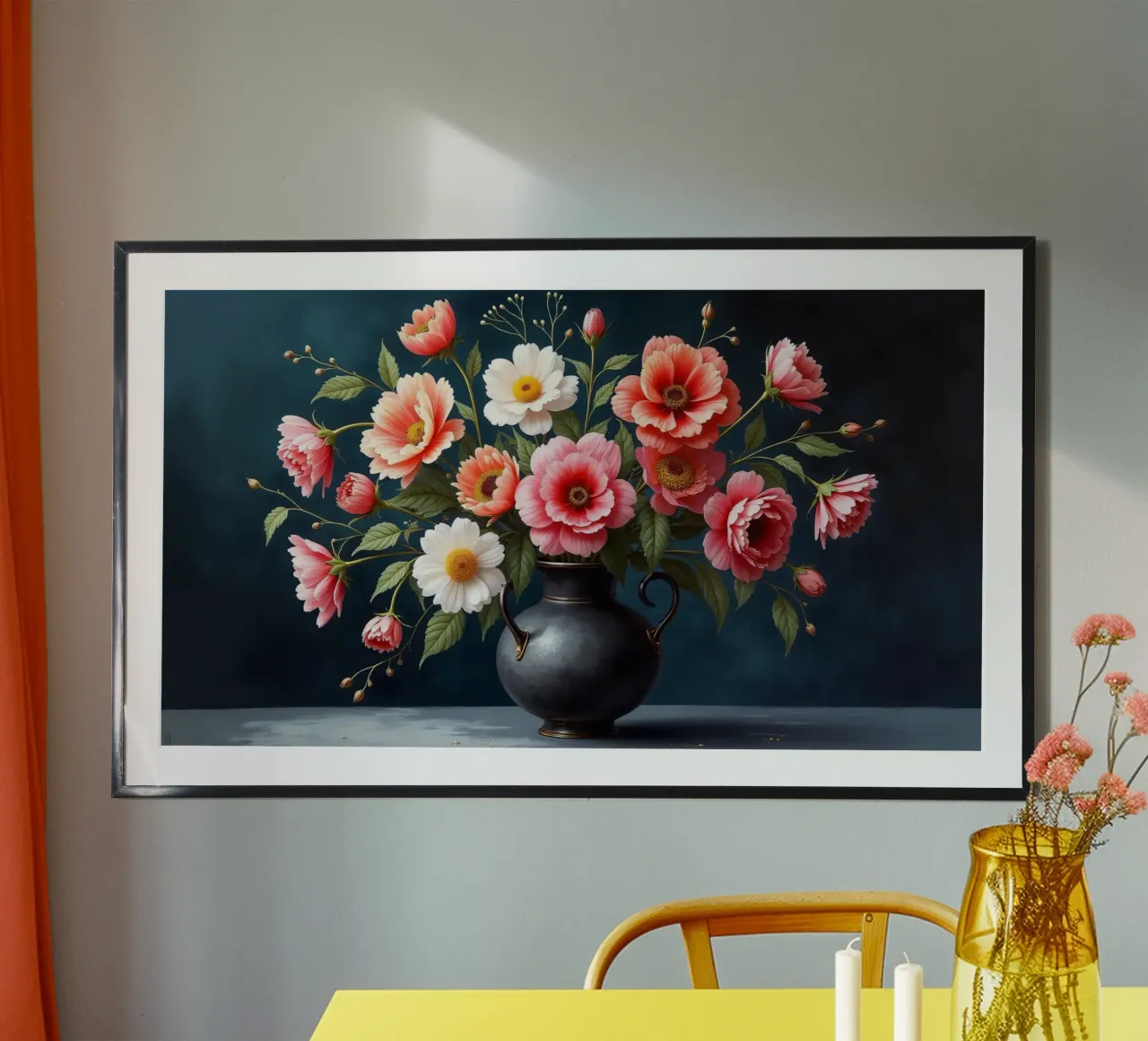 Bellissima composizione di fiori colorati in un vaso nero carta hahnemühle da DesignDoodle